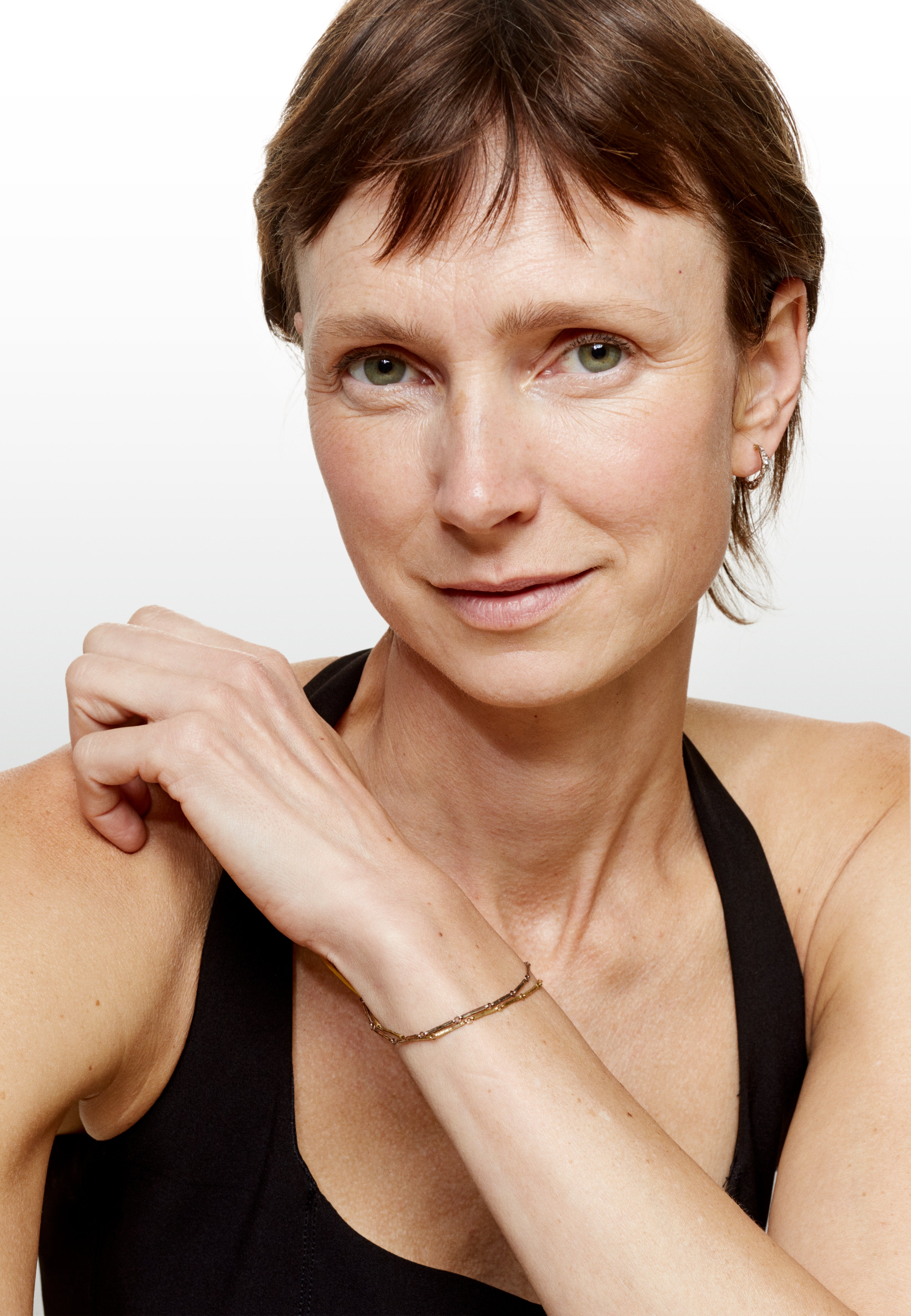 Bracelet bâtonnets or gris et diamants