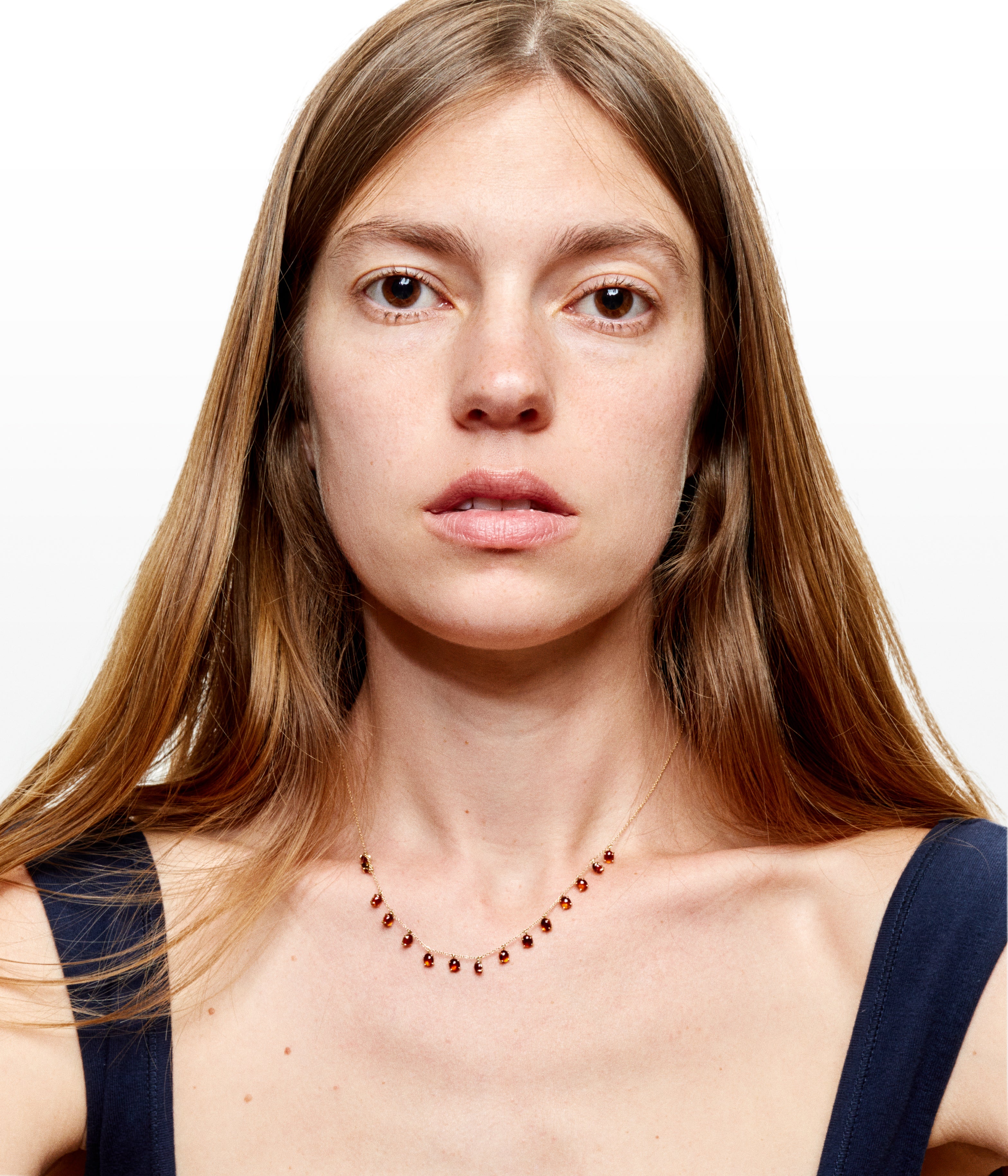 Dancing drop garnet necklace