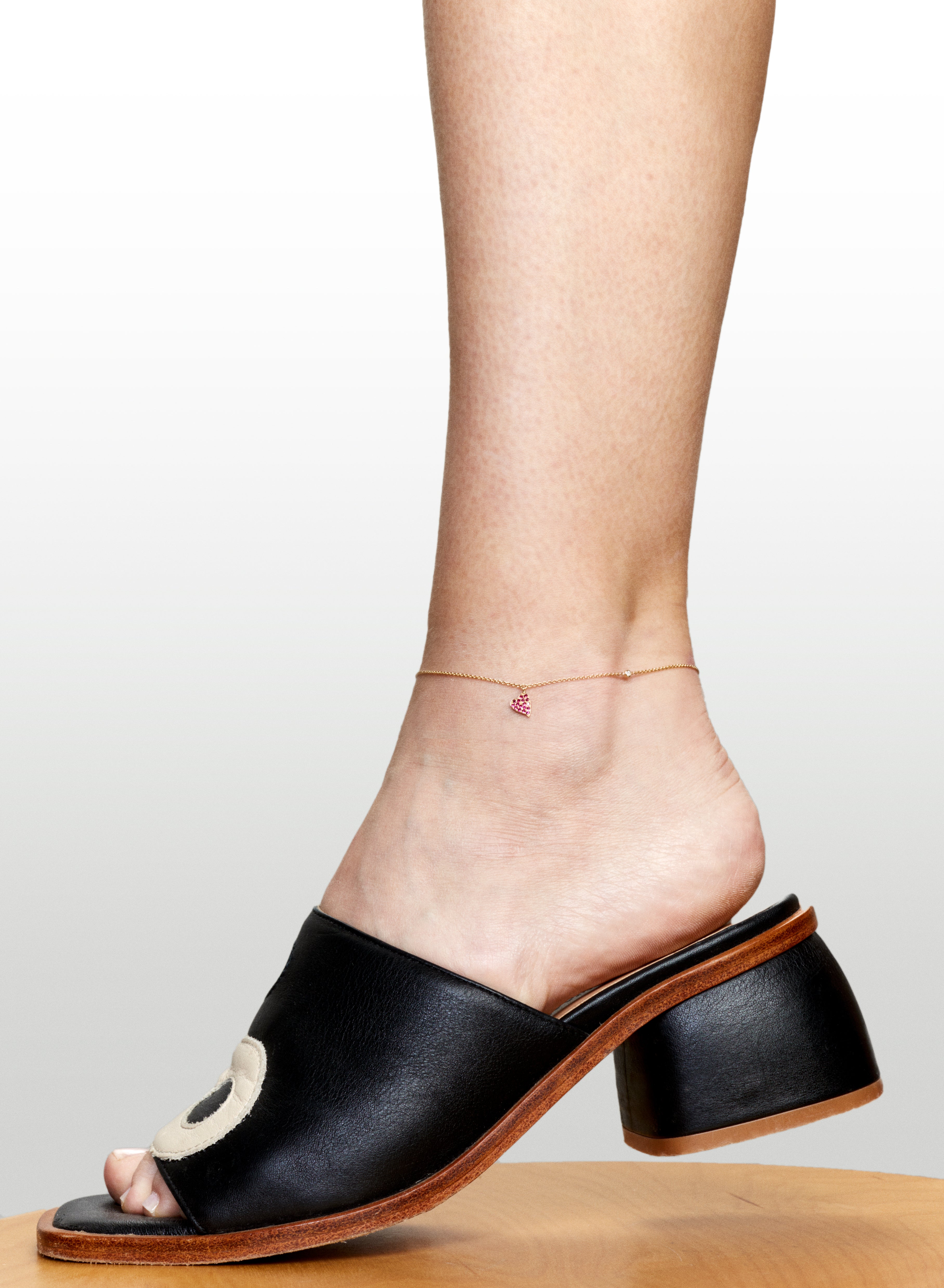 Bracelet de cheville Clarisse Coeur Rubis
