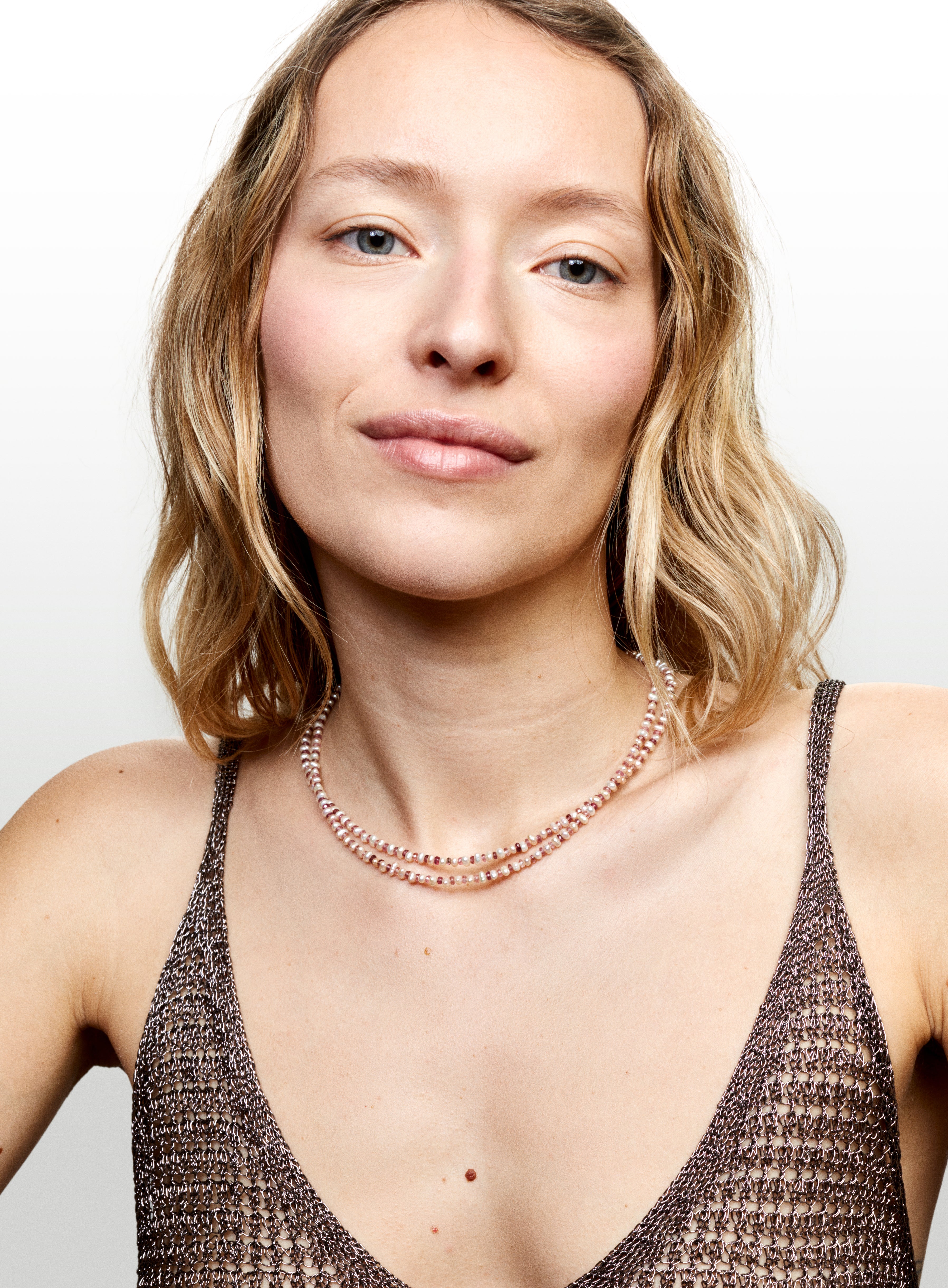 Collier Perles Double tourmalines