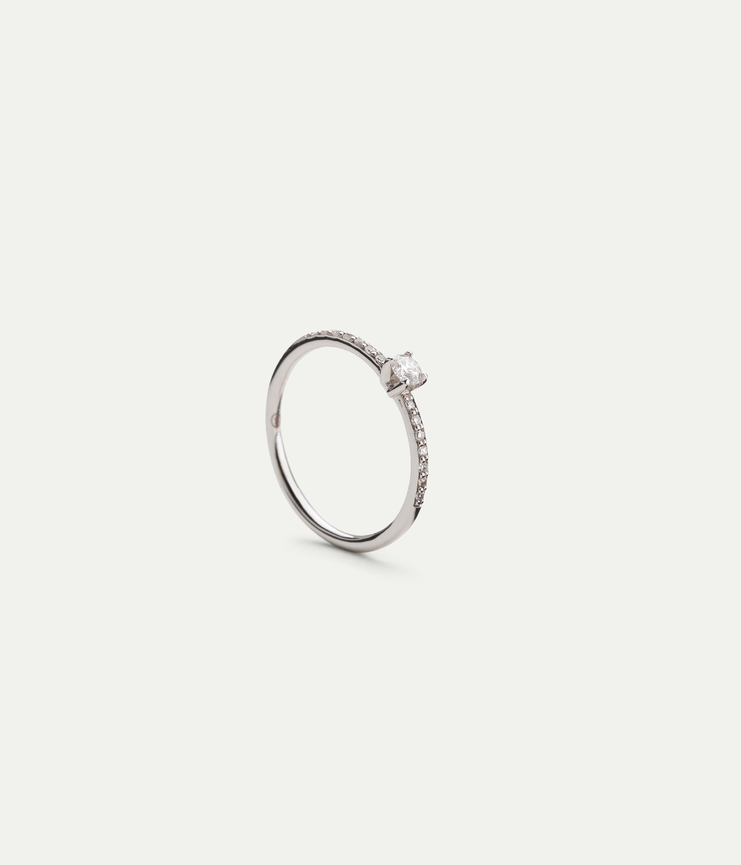 White Gold and Diamonds Solitaire Ring
