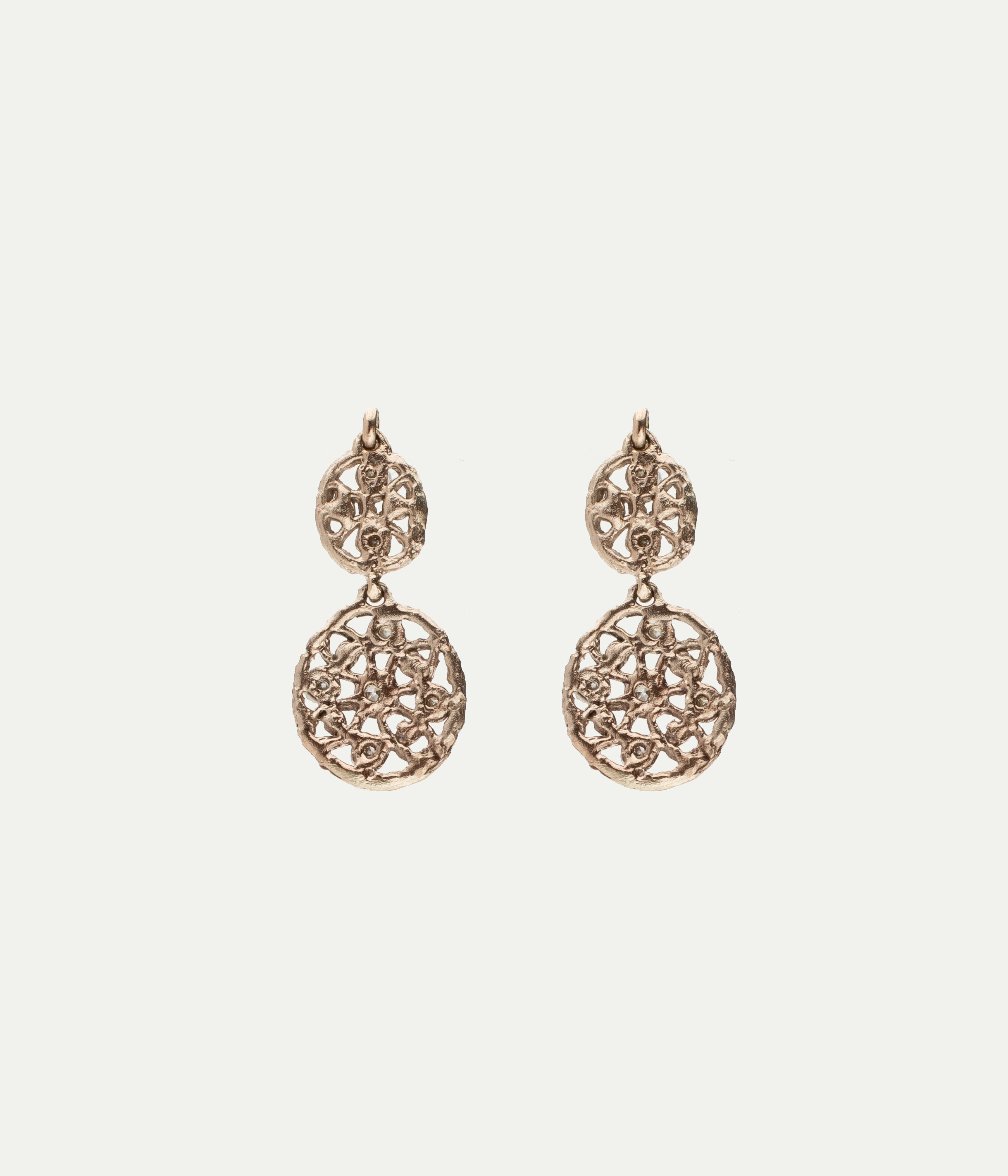 Boucles d'oreilles Edelweiss or gris et diamants blancs