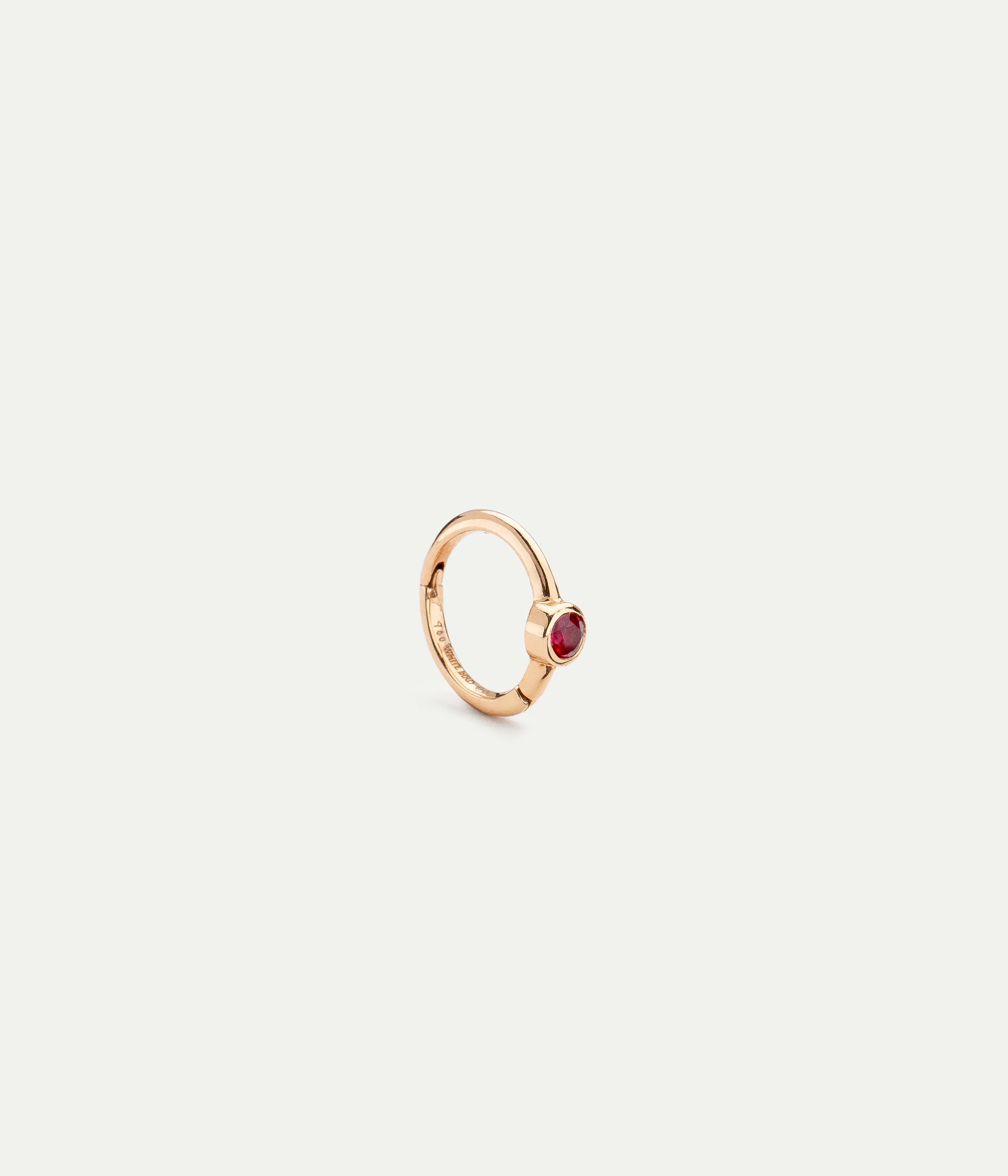 Justine Rose Gold and Ruby Medium hoop