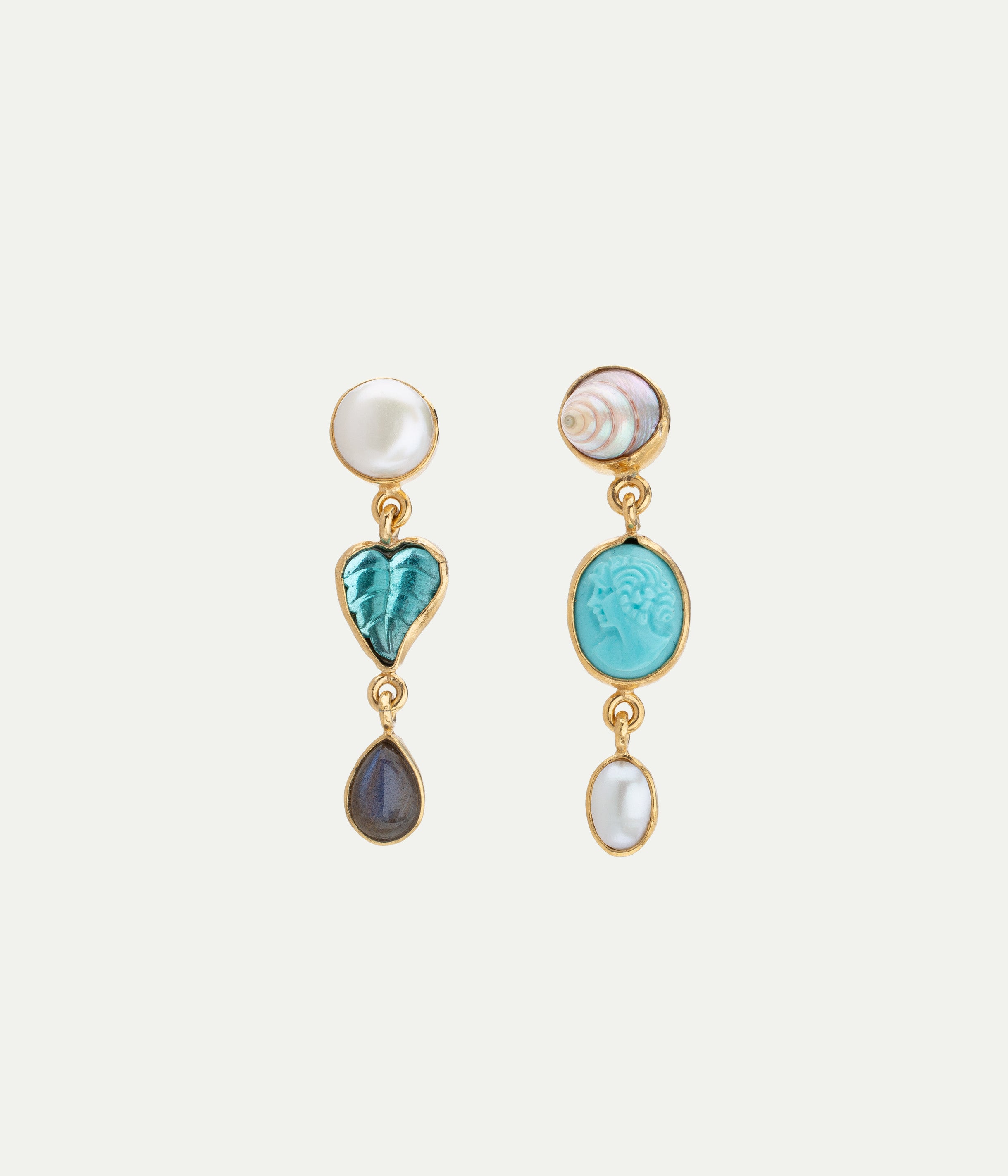 Three charm turquoise earrings