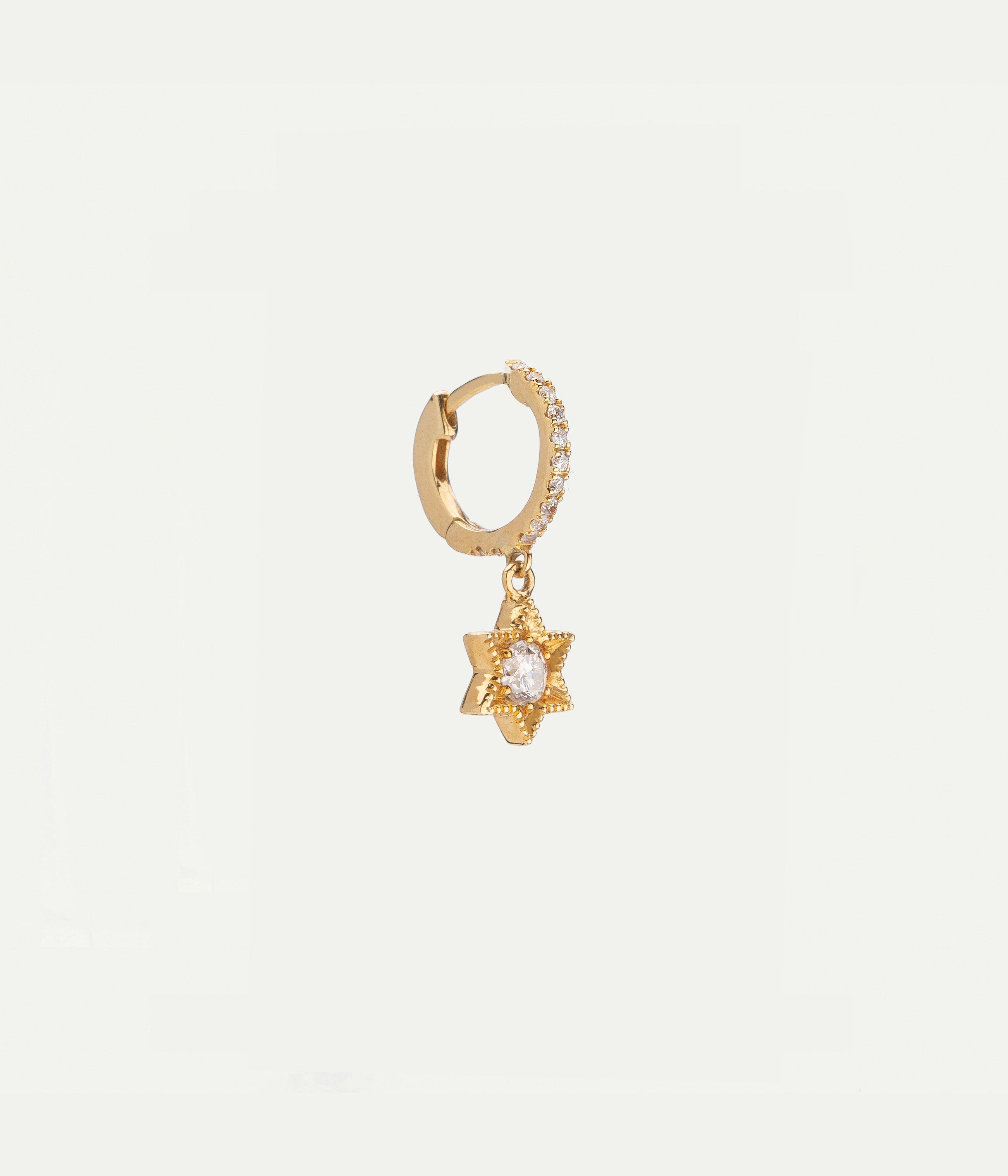 Baby star yellow gold and diamonds single Hoop