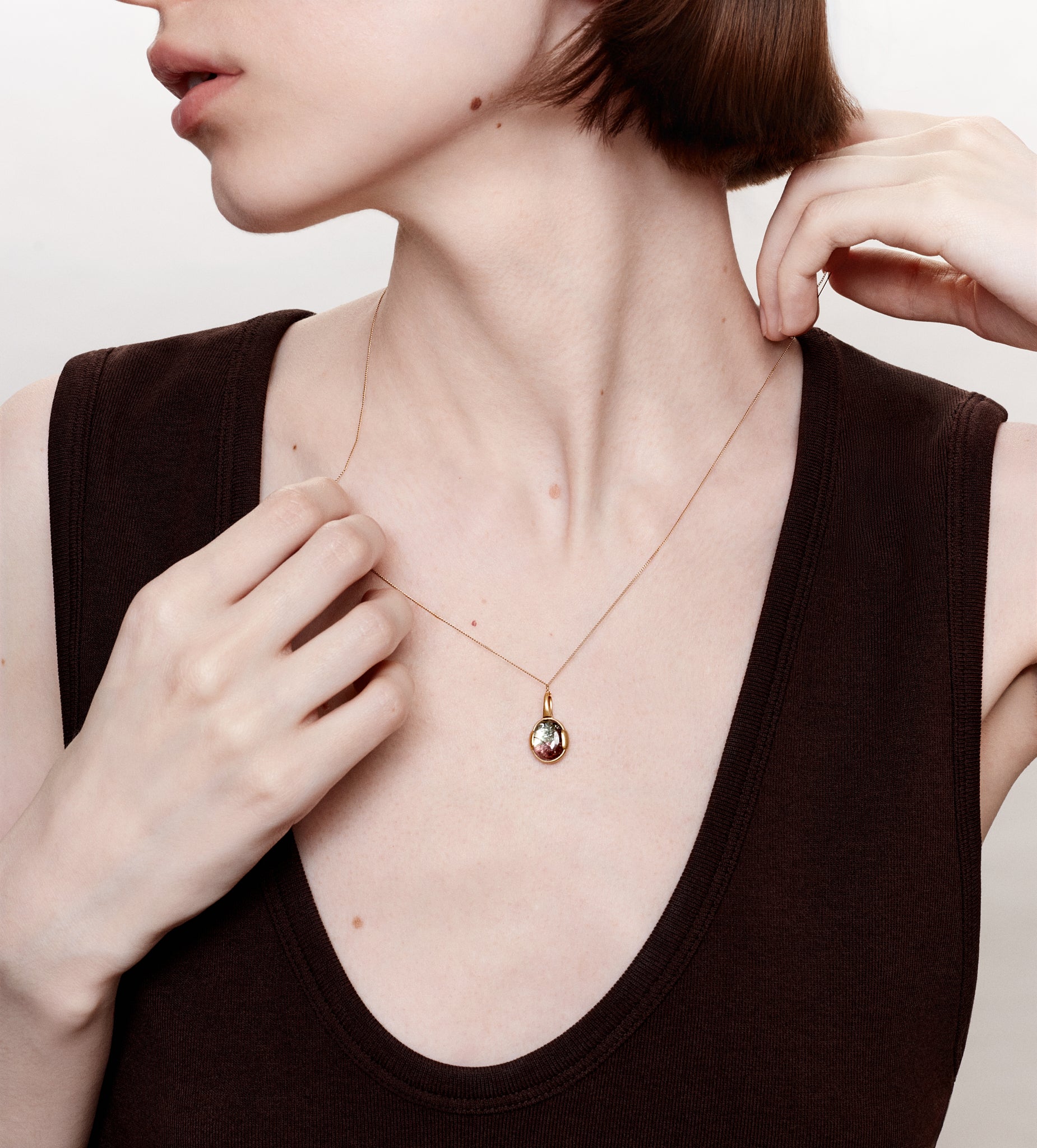 Grace Round Pendant Tourmaline Watermelon