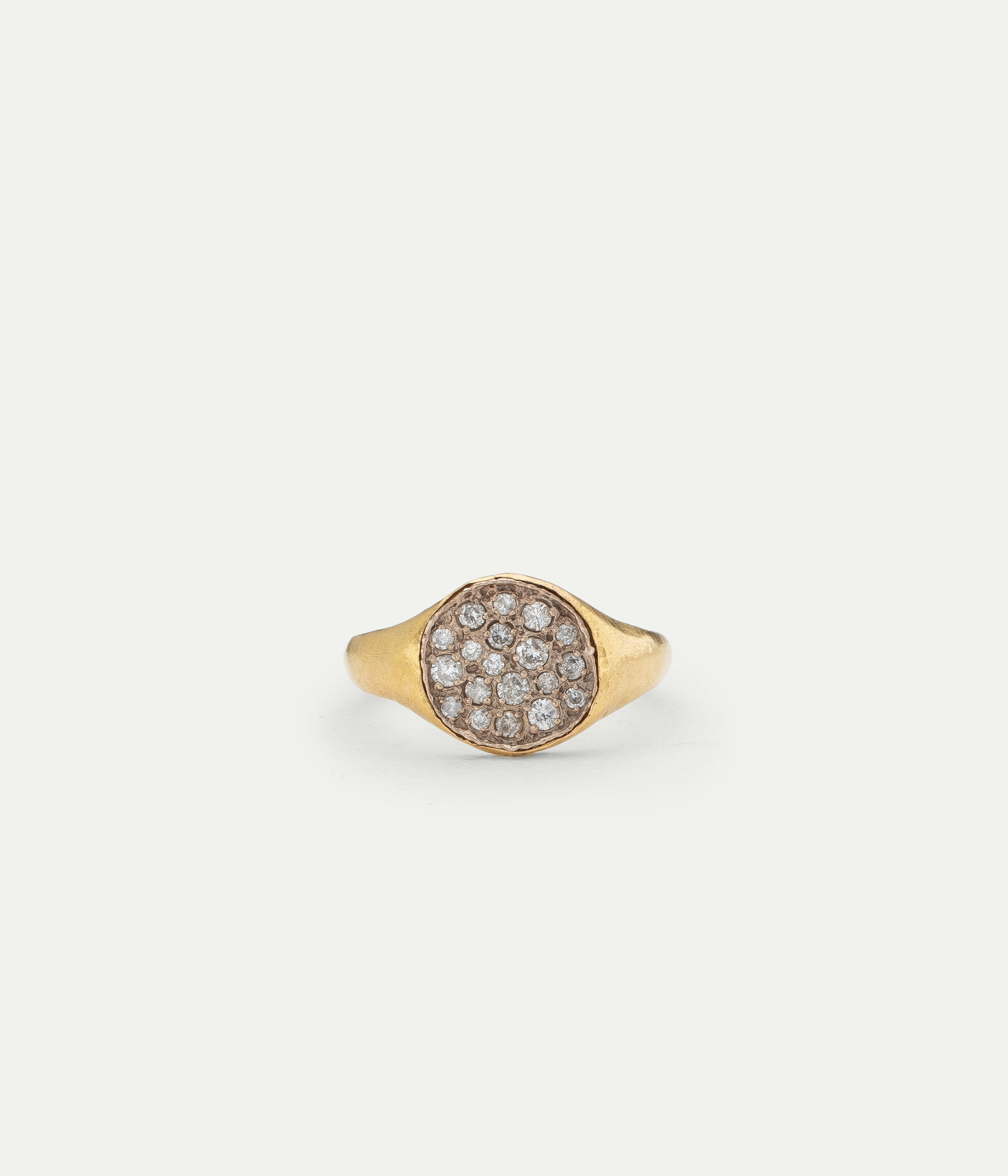 Yellow Gold and Diamond Signet Ring