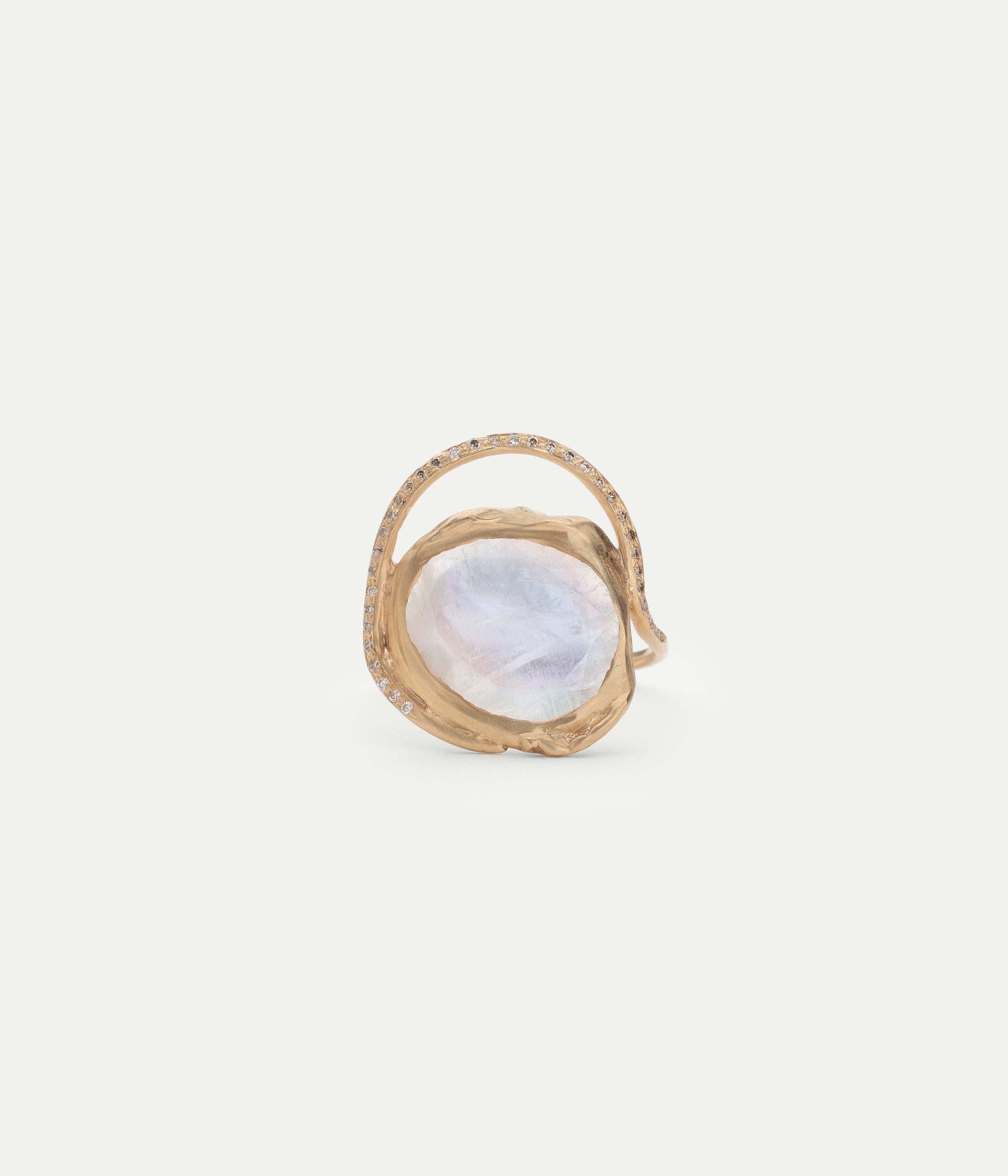 Bague Gaia pierre de lune et diamants