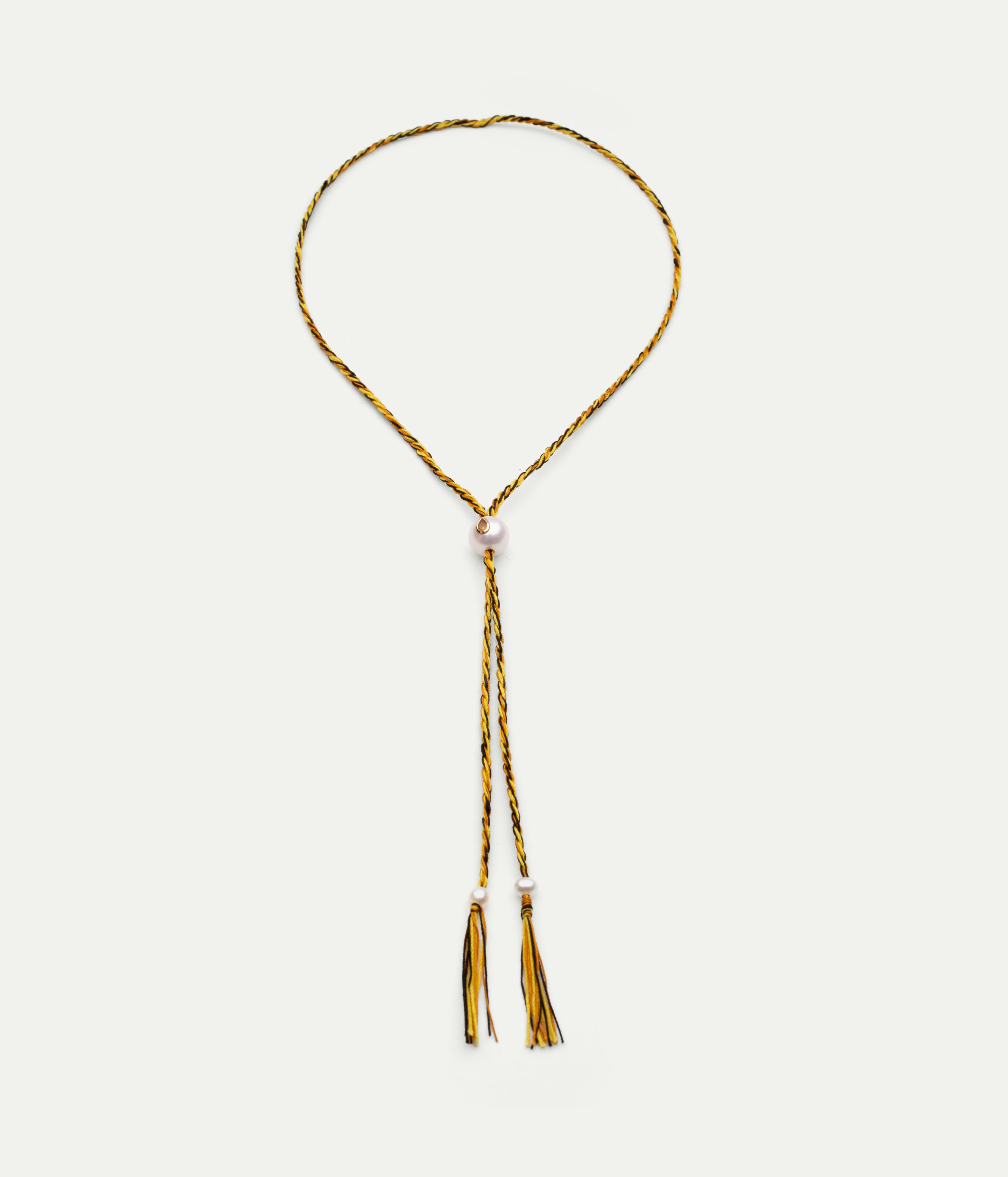 Scarlett orange cord blue pearl necklace