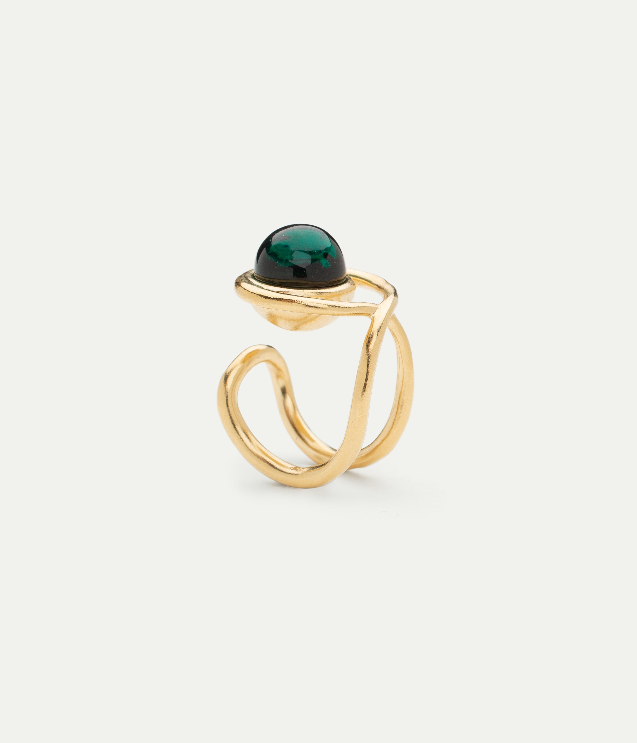 Eclipse green glass vermeil ring