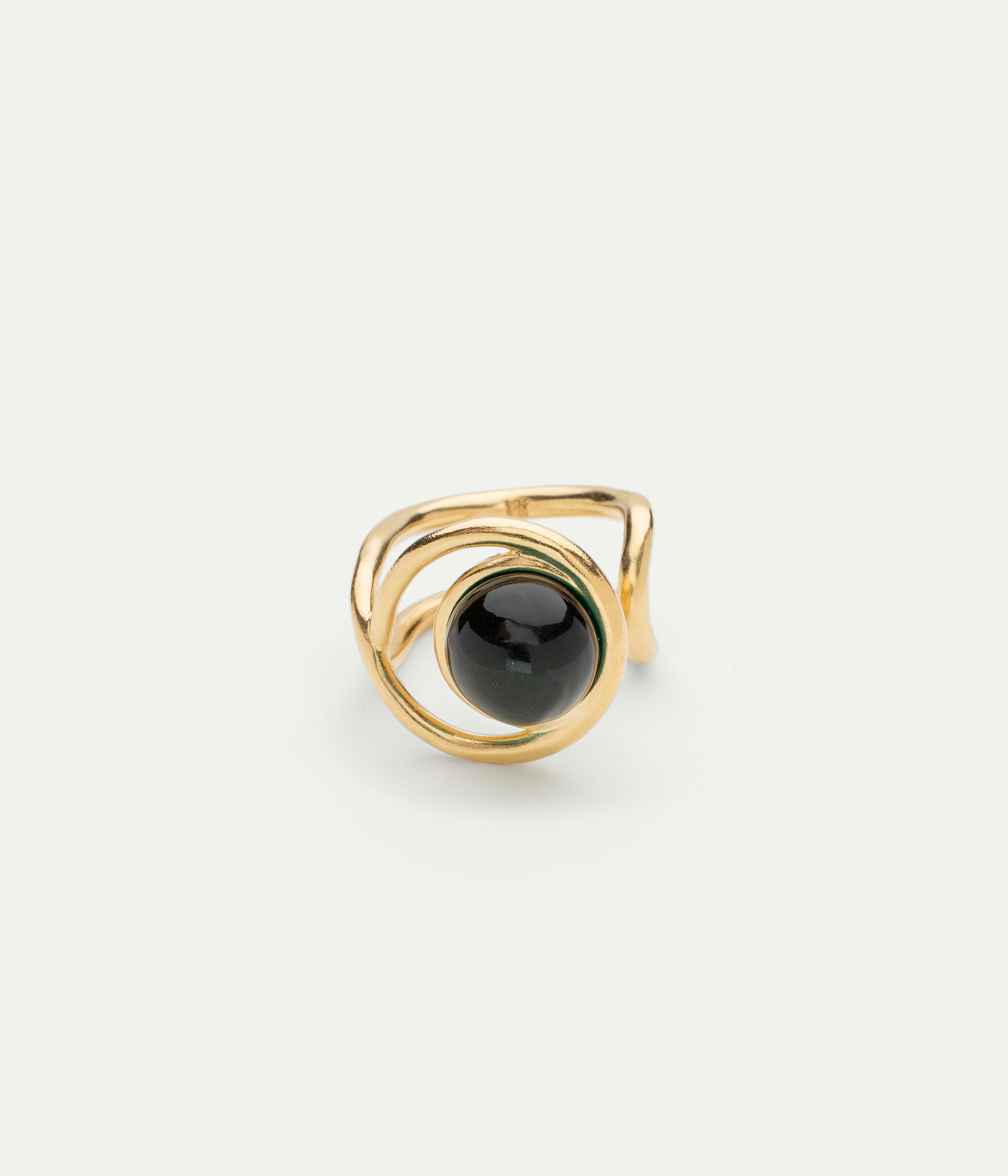 Bague Eclipse en vermeil et verre de murano couleur émeraude