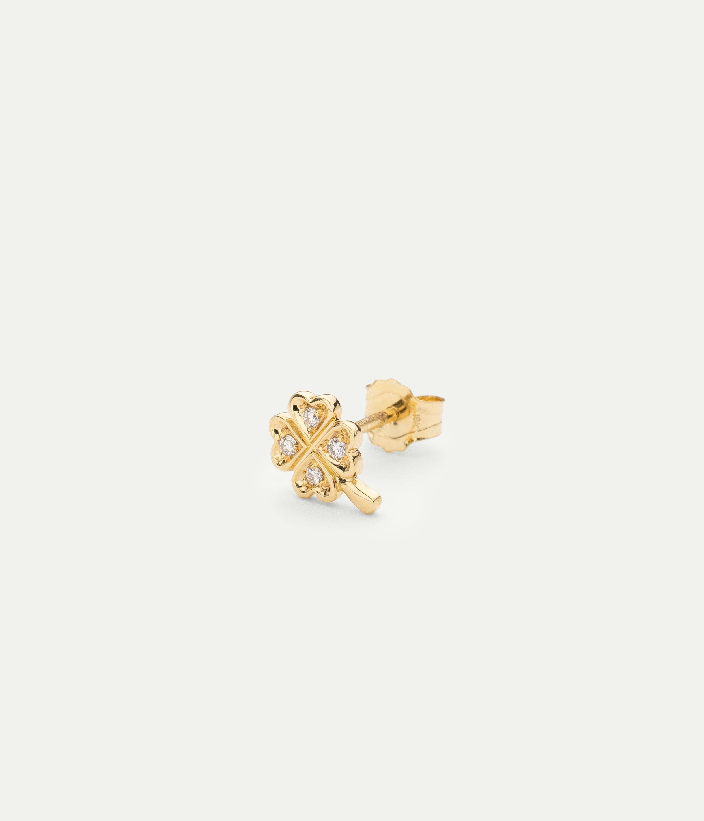 Clover Yellow gold & Diamonds Stud