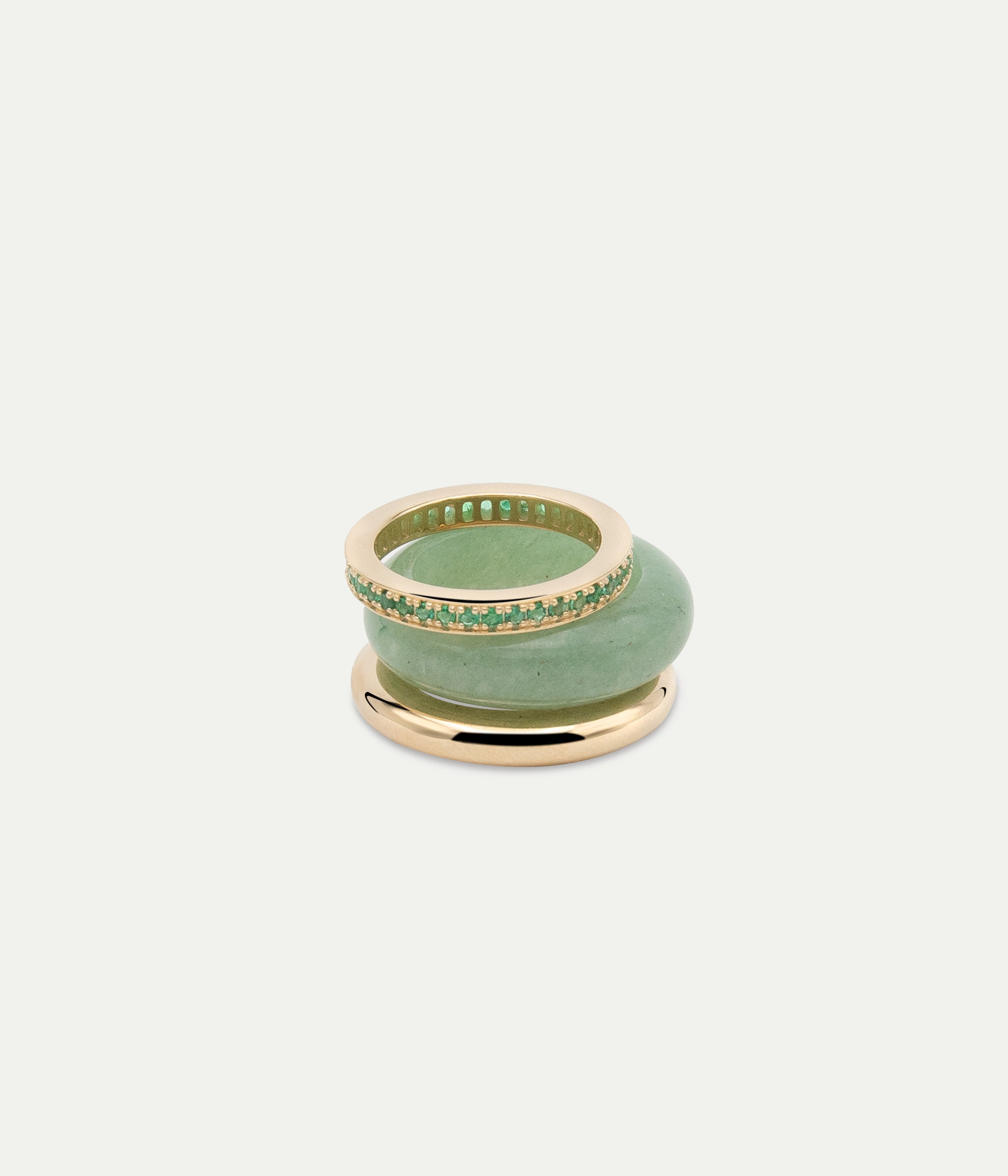 Bague Luminous Gem Stack Aventurine et Emeraudes