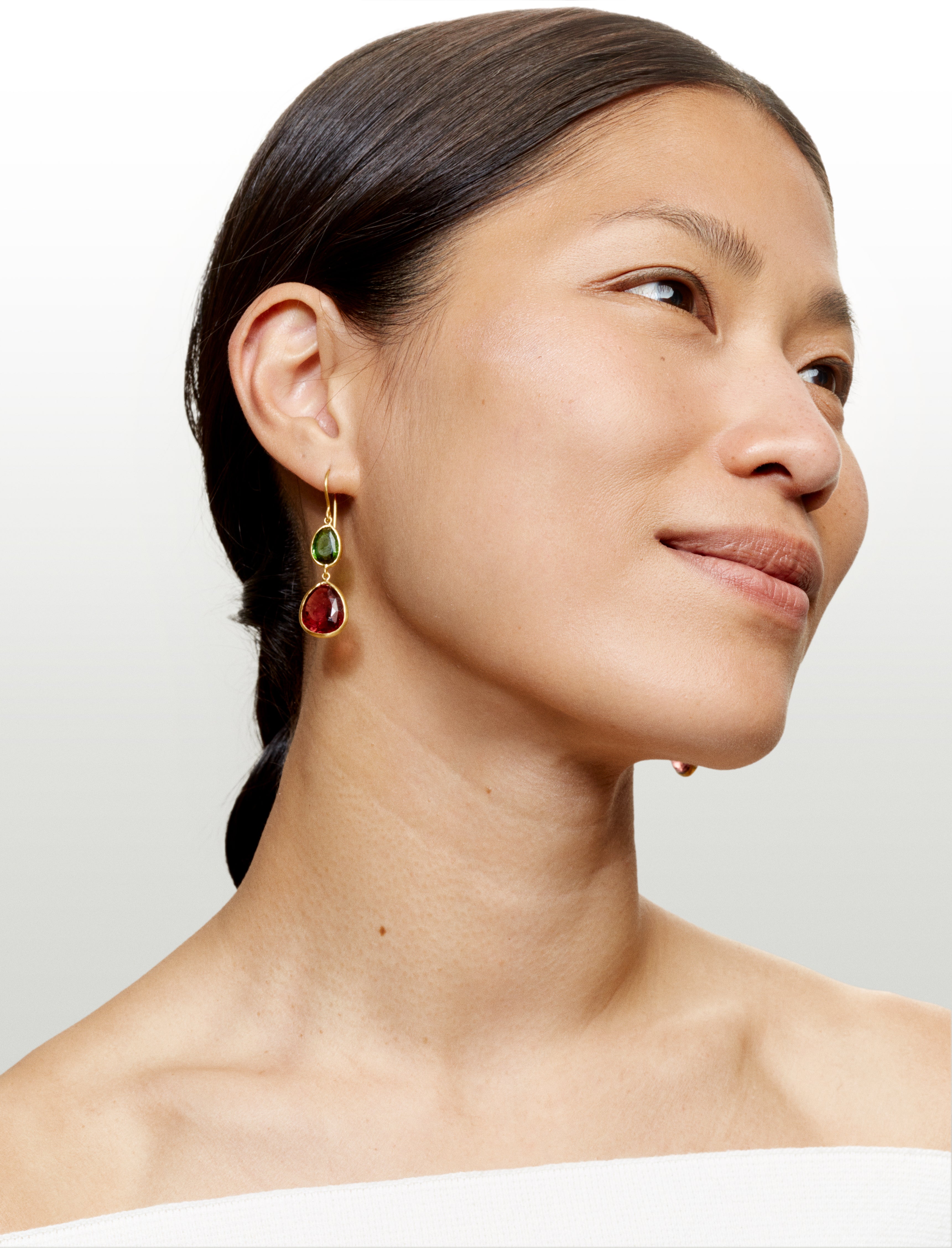 Boucles d'oreilles Iris Two Drops or jaune et tourmalines