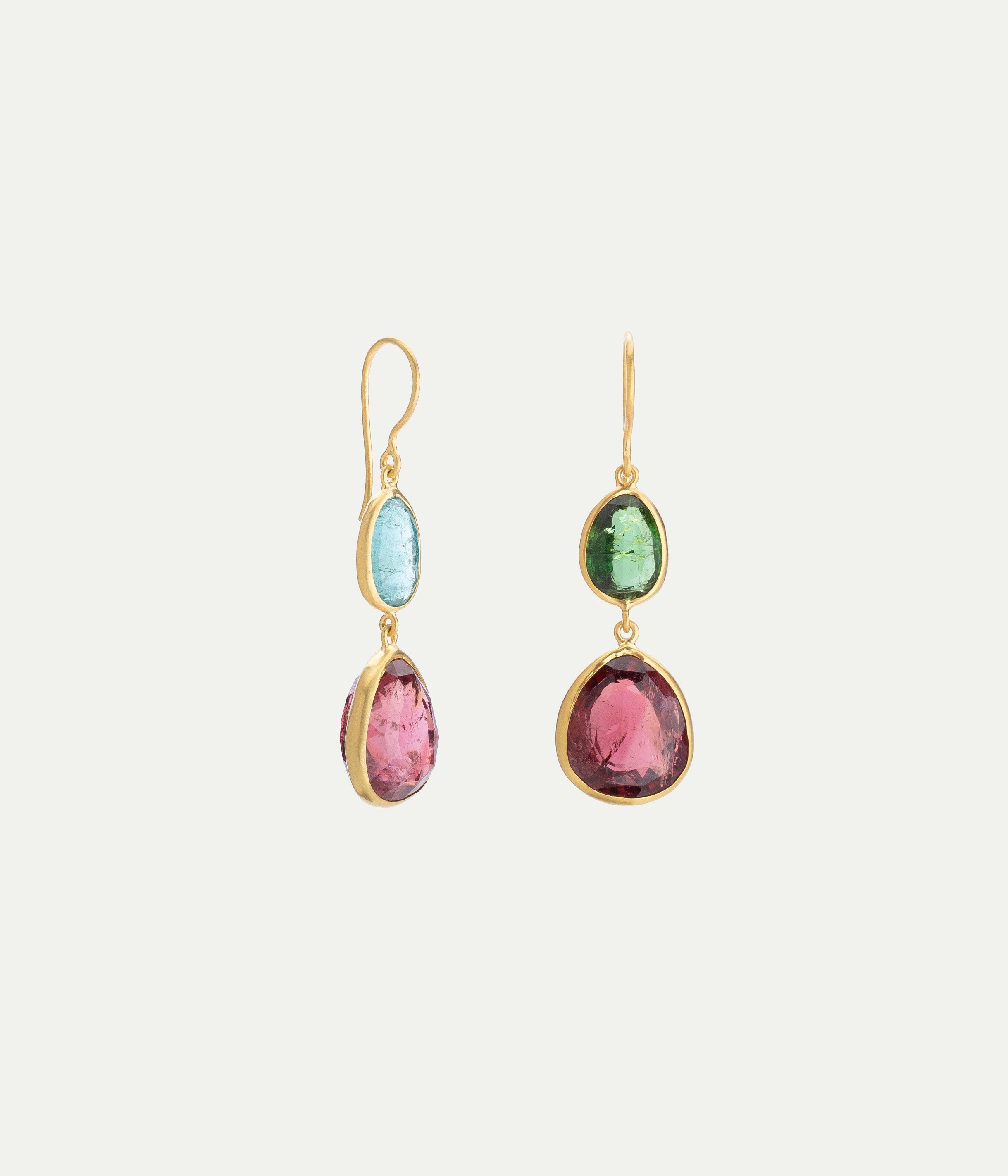 Boucles d'oreilles Iris Two Drops or jaune et tourmalines