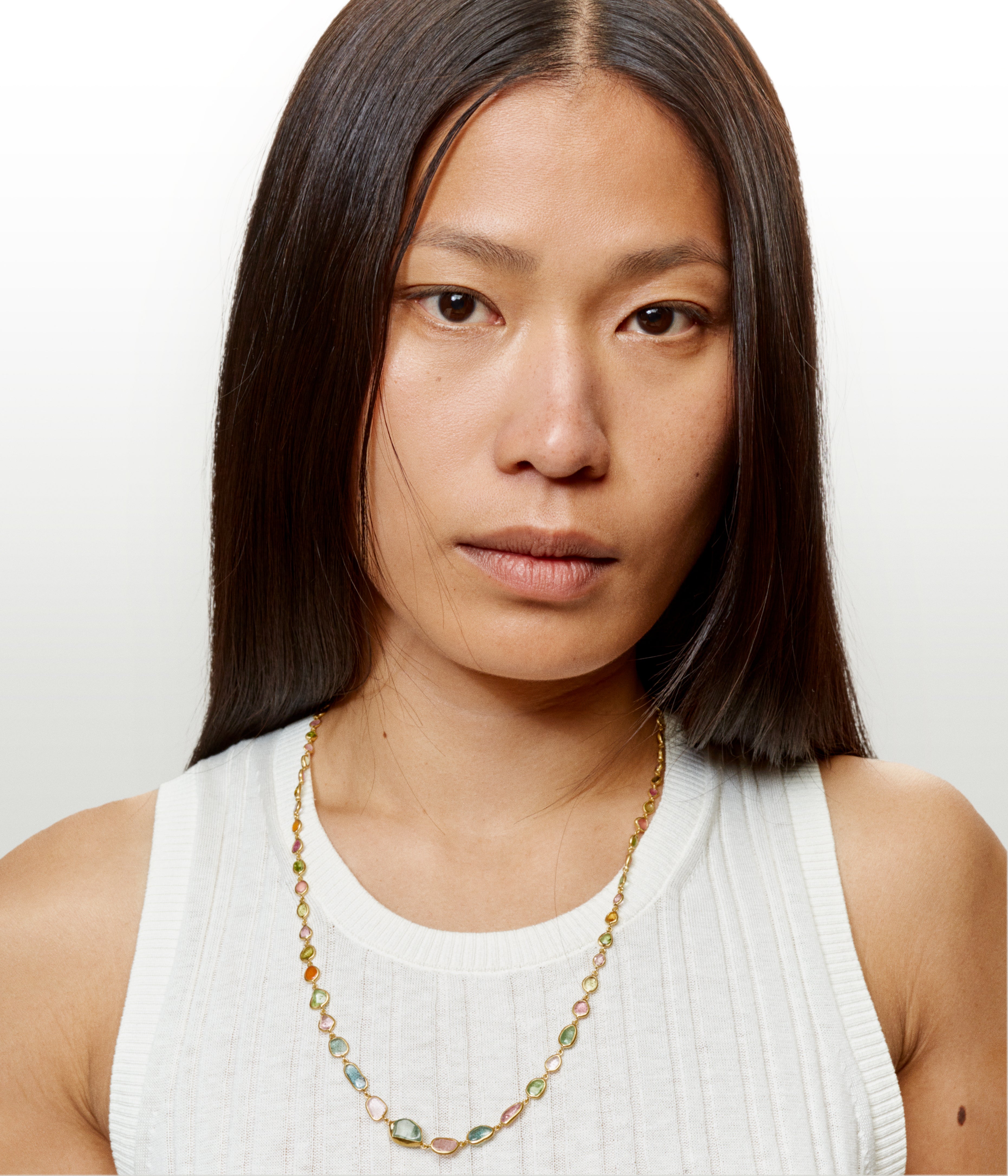 COLLIER ANEMONE FULL STONEs or jaune et pierres