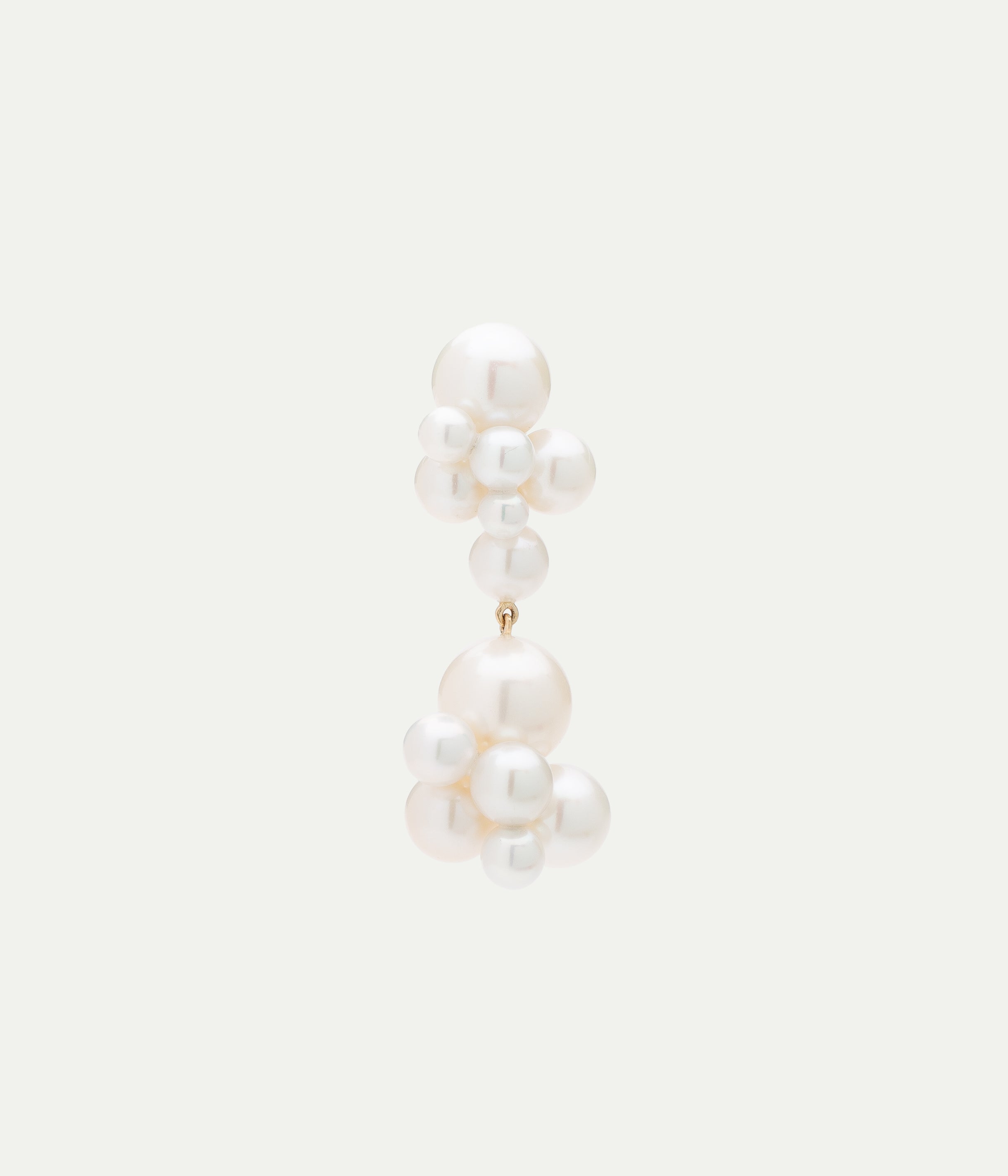Yellow gold and pearls Bisous Double earring