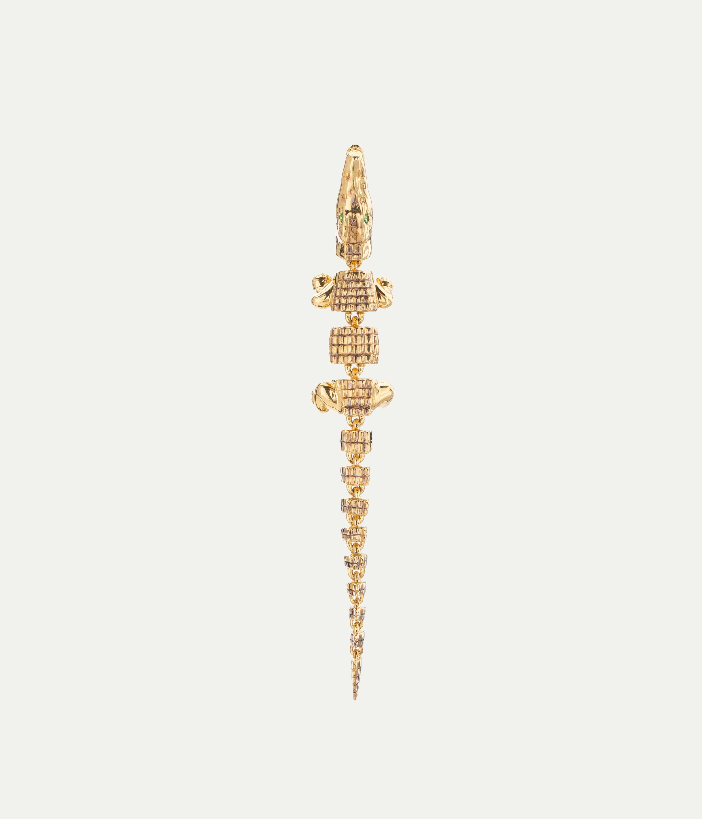 Yellow gold Alligator Vertebrae Earring