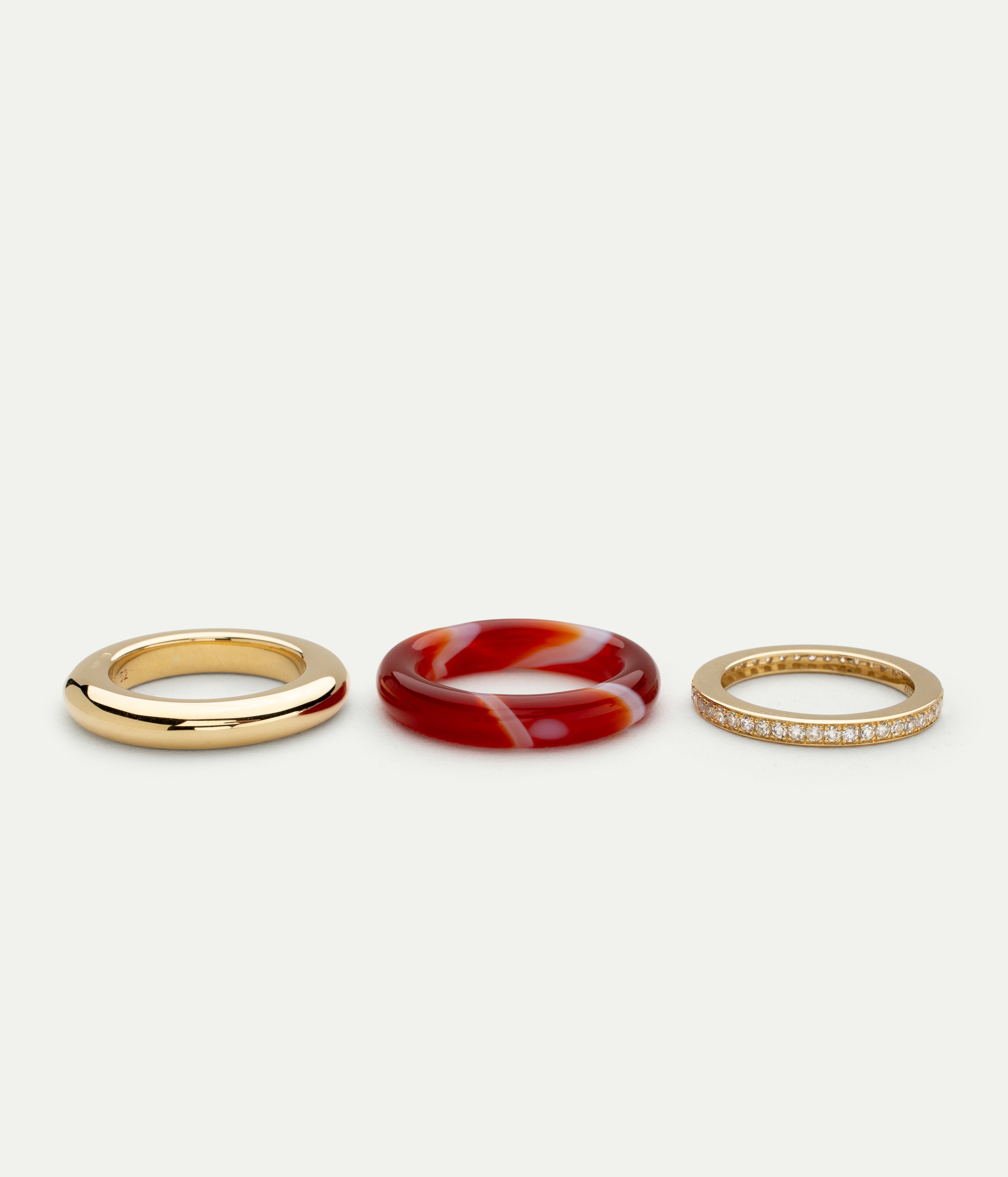 Bague Classic Ring Stack diamant et cornaline