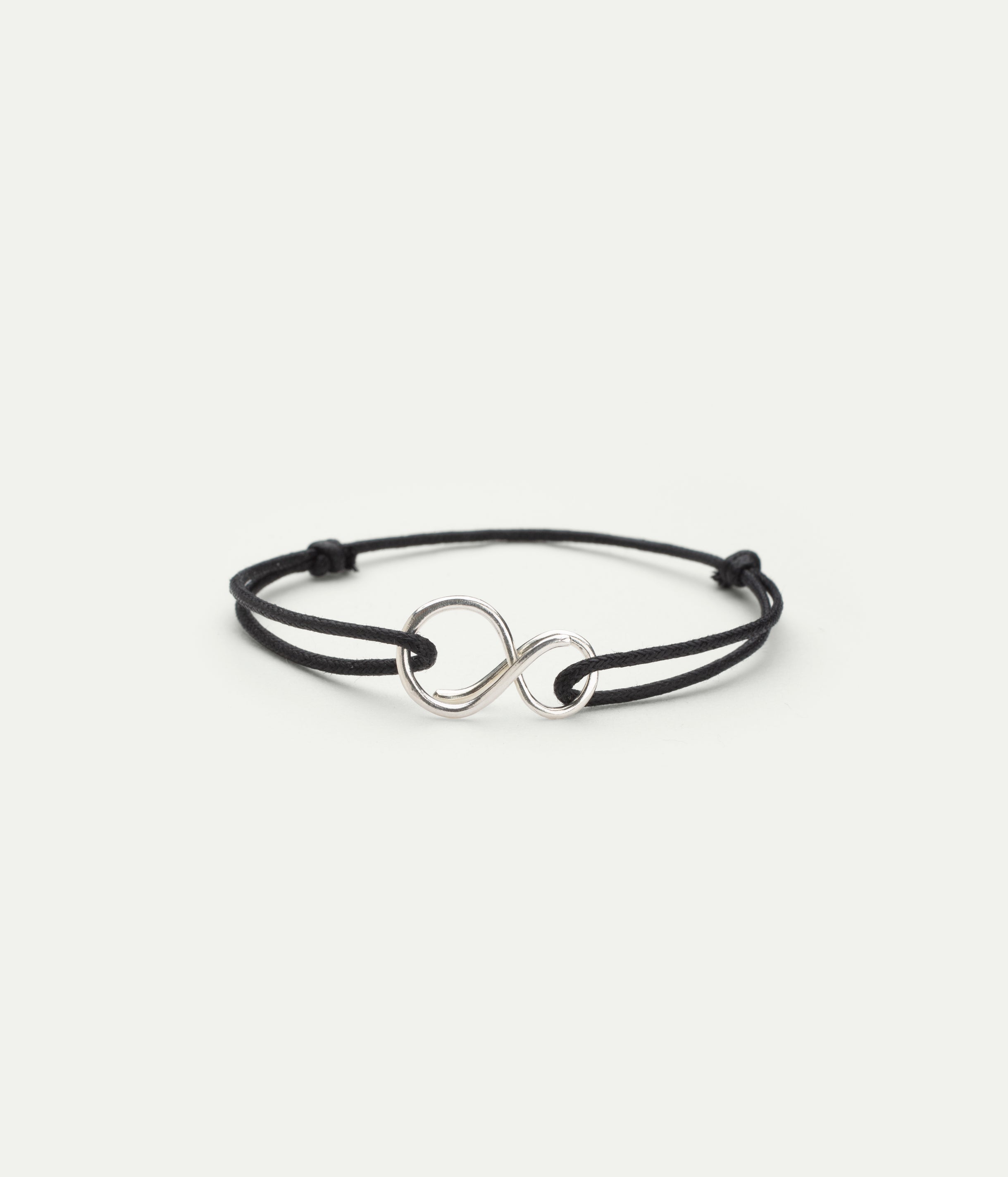 Bracelet Mini Infini Argent Cordon Noir