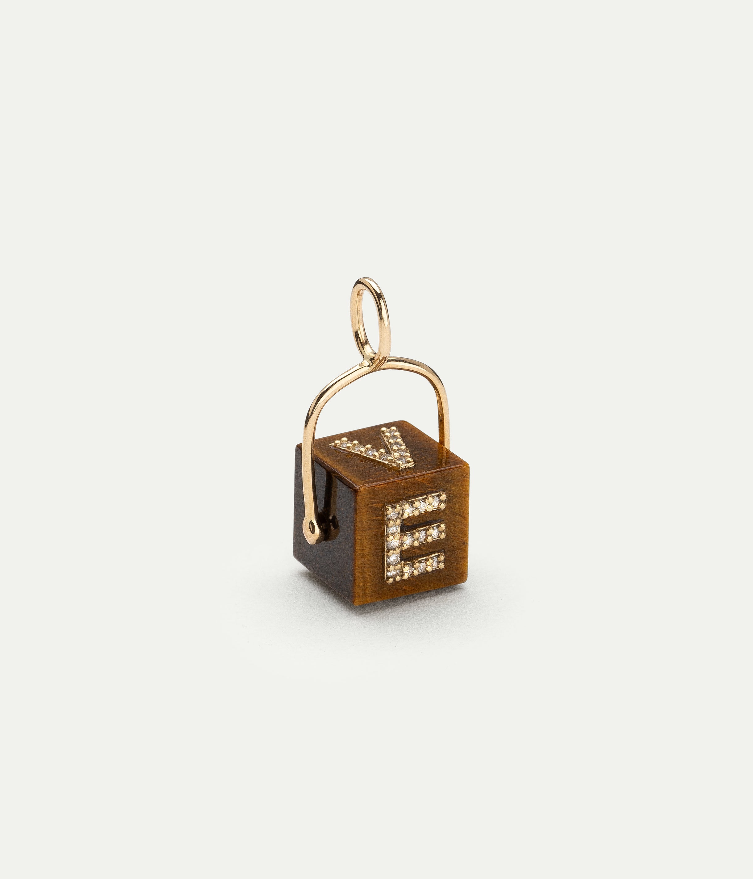 Pendentif Cubix Love Œil de Tigre et Diamants