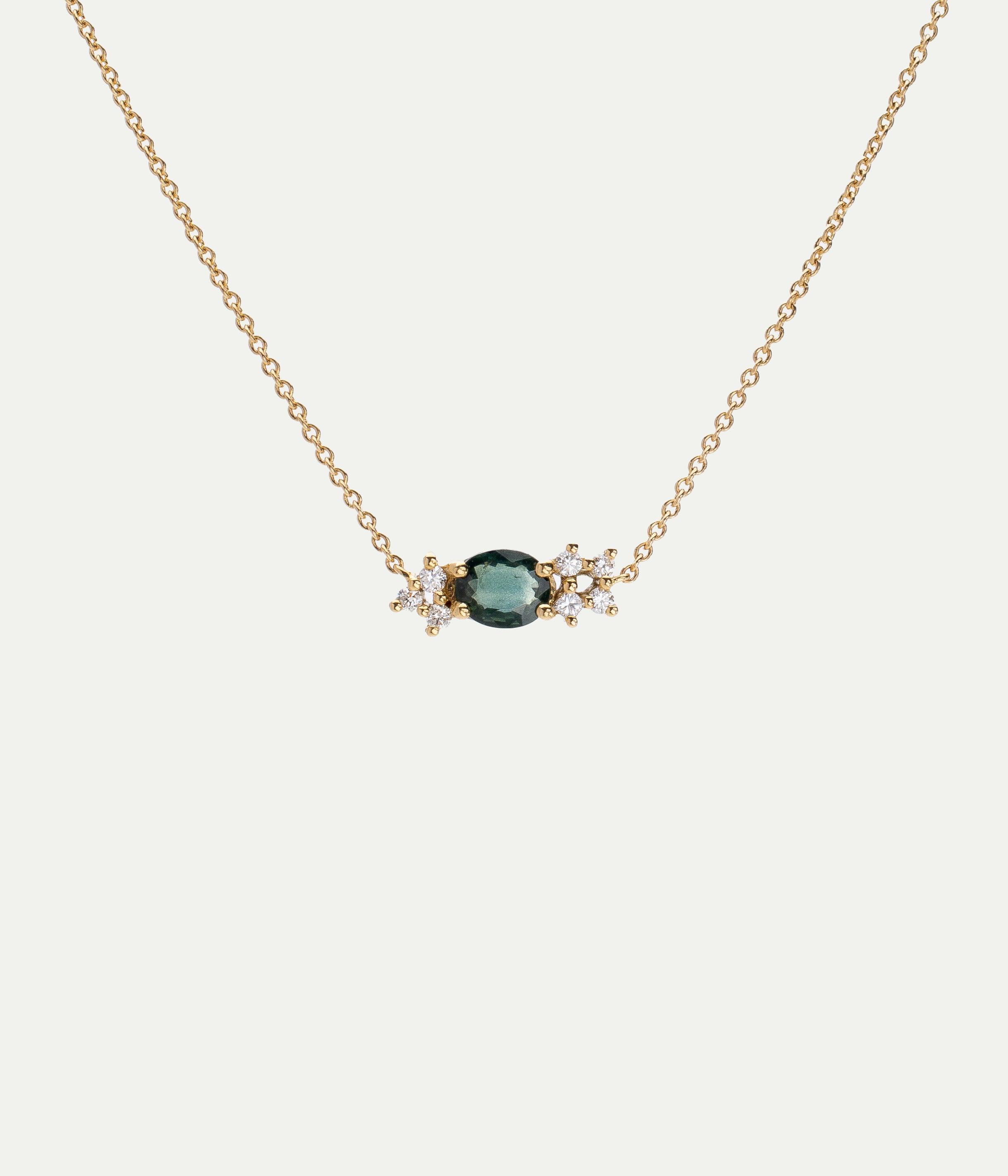 Collier Aurore Saphir Vert et Diamants