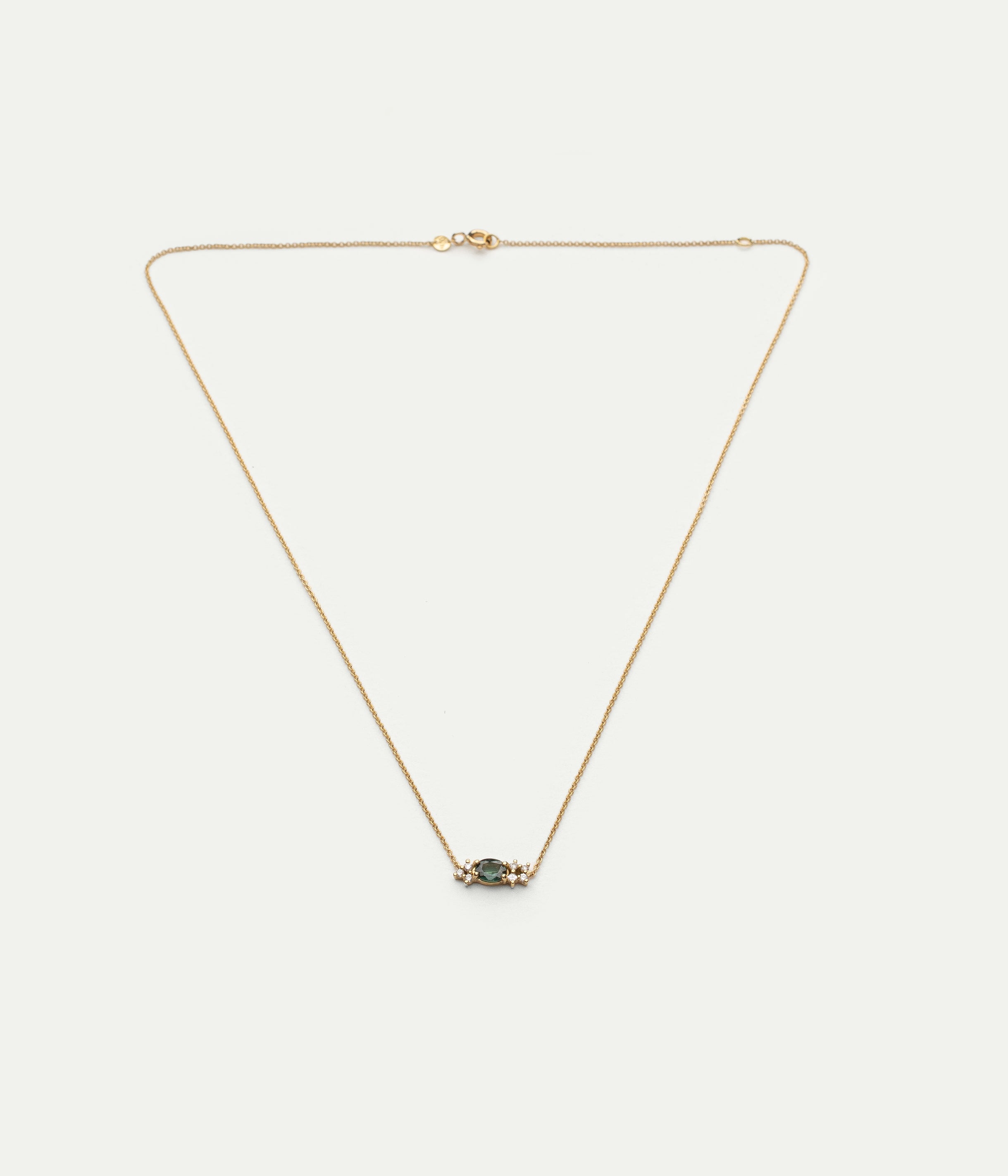Collier Aurore Saphir Vert et Diamants