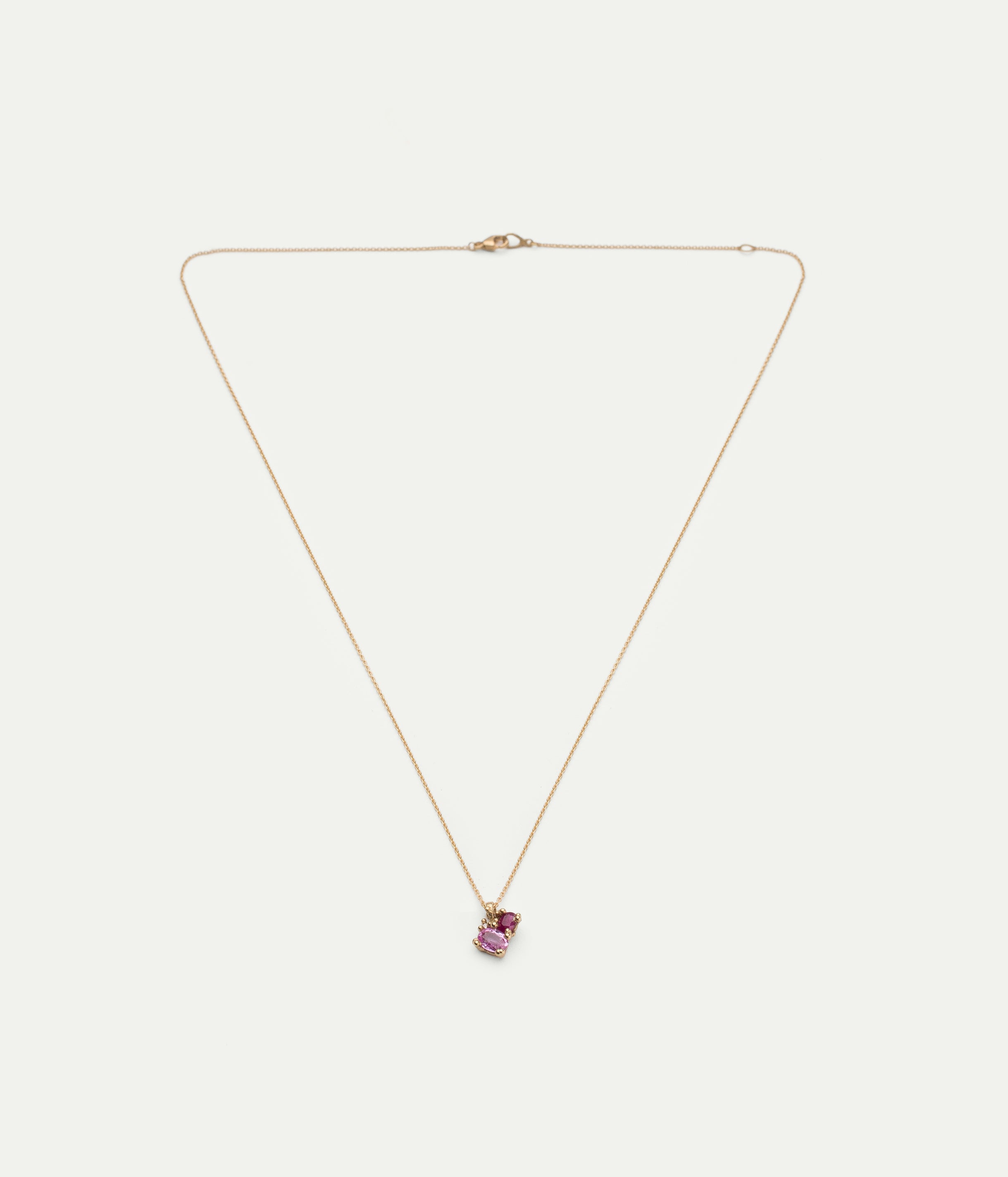 Cluster ruby pink sapphire necklace