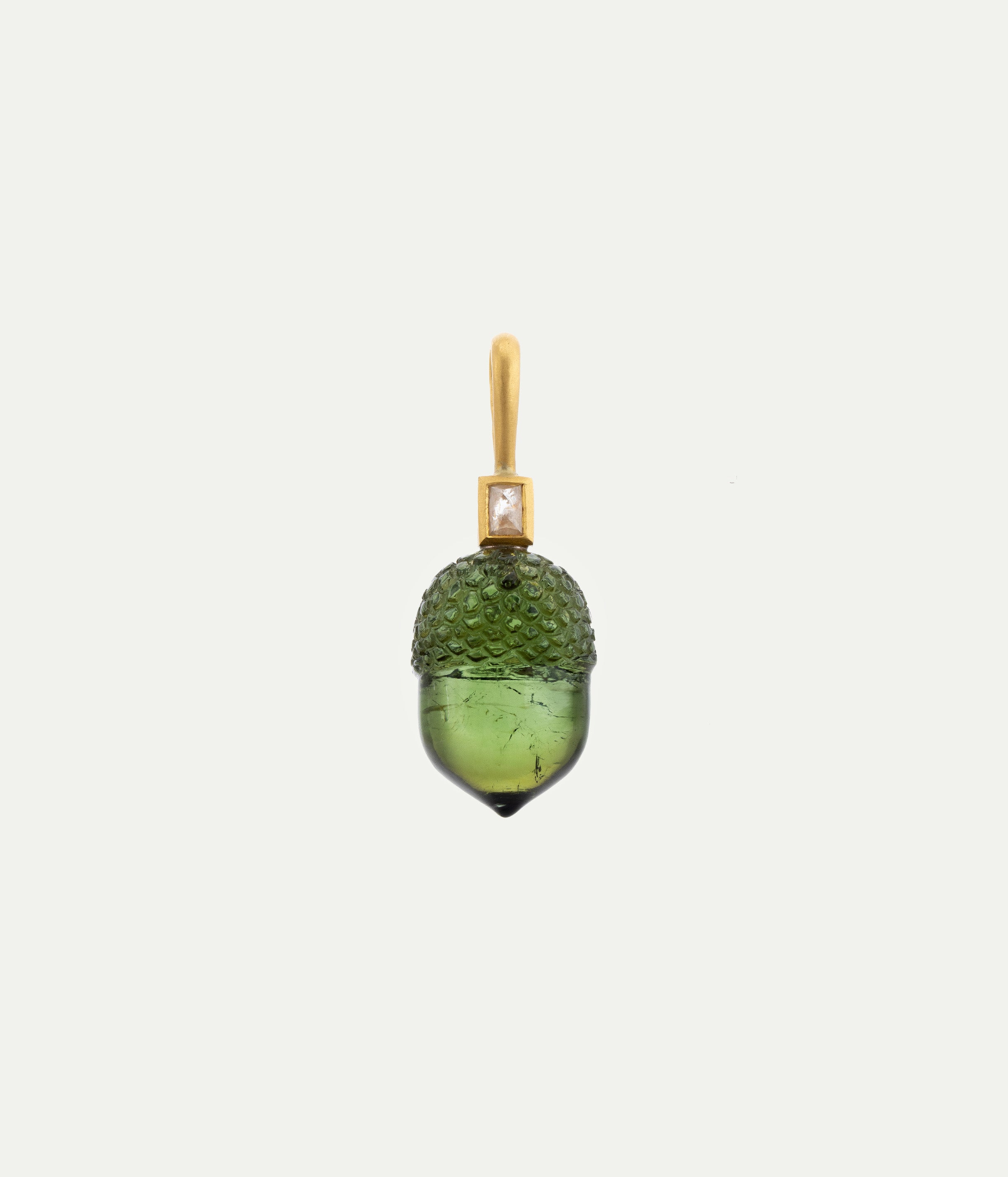 Acorn tourmaline and diamond pendant