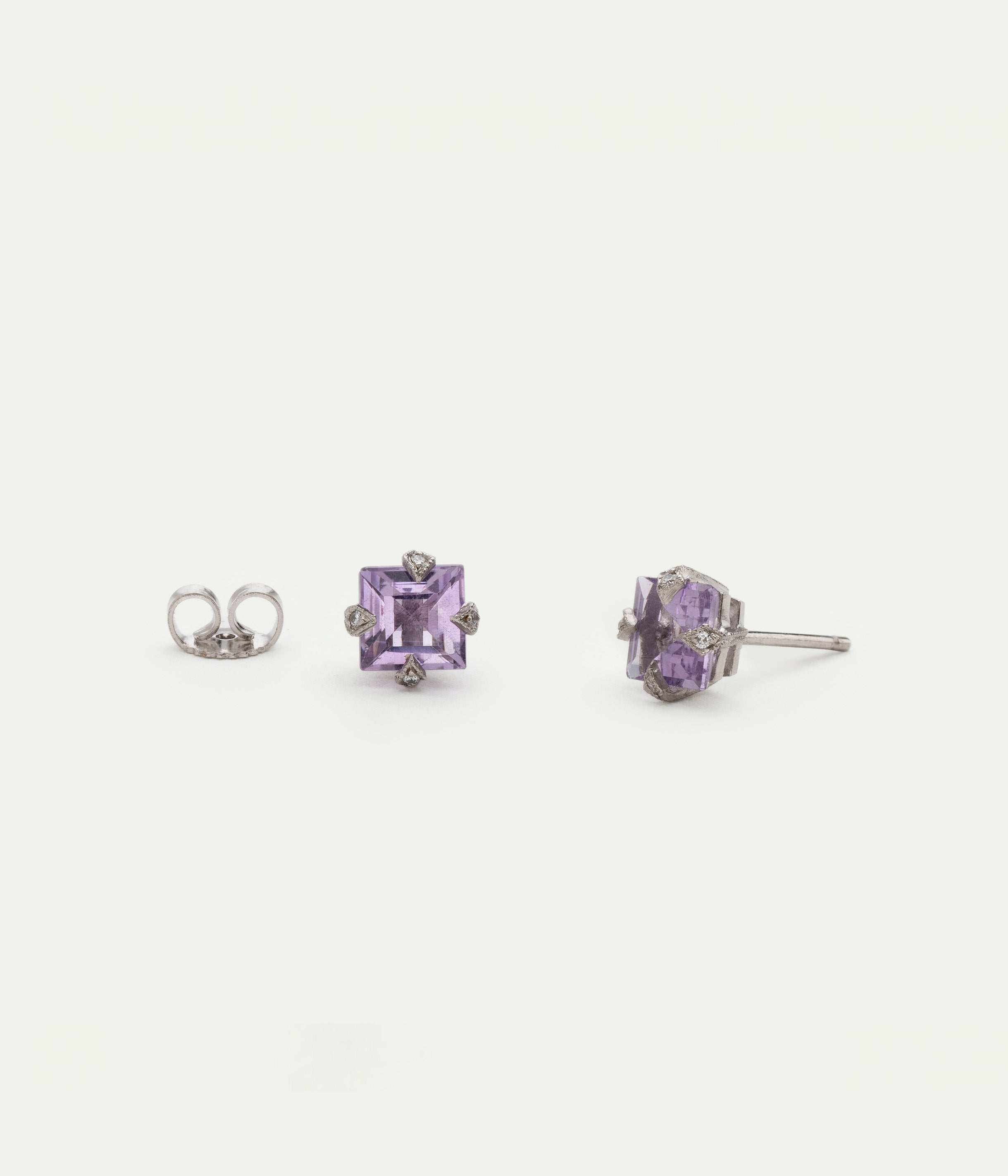 Boucles d'oreilles Square Thorn améthyste et diamants
