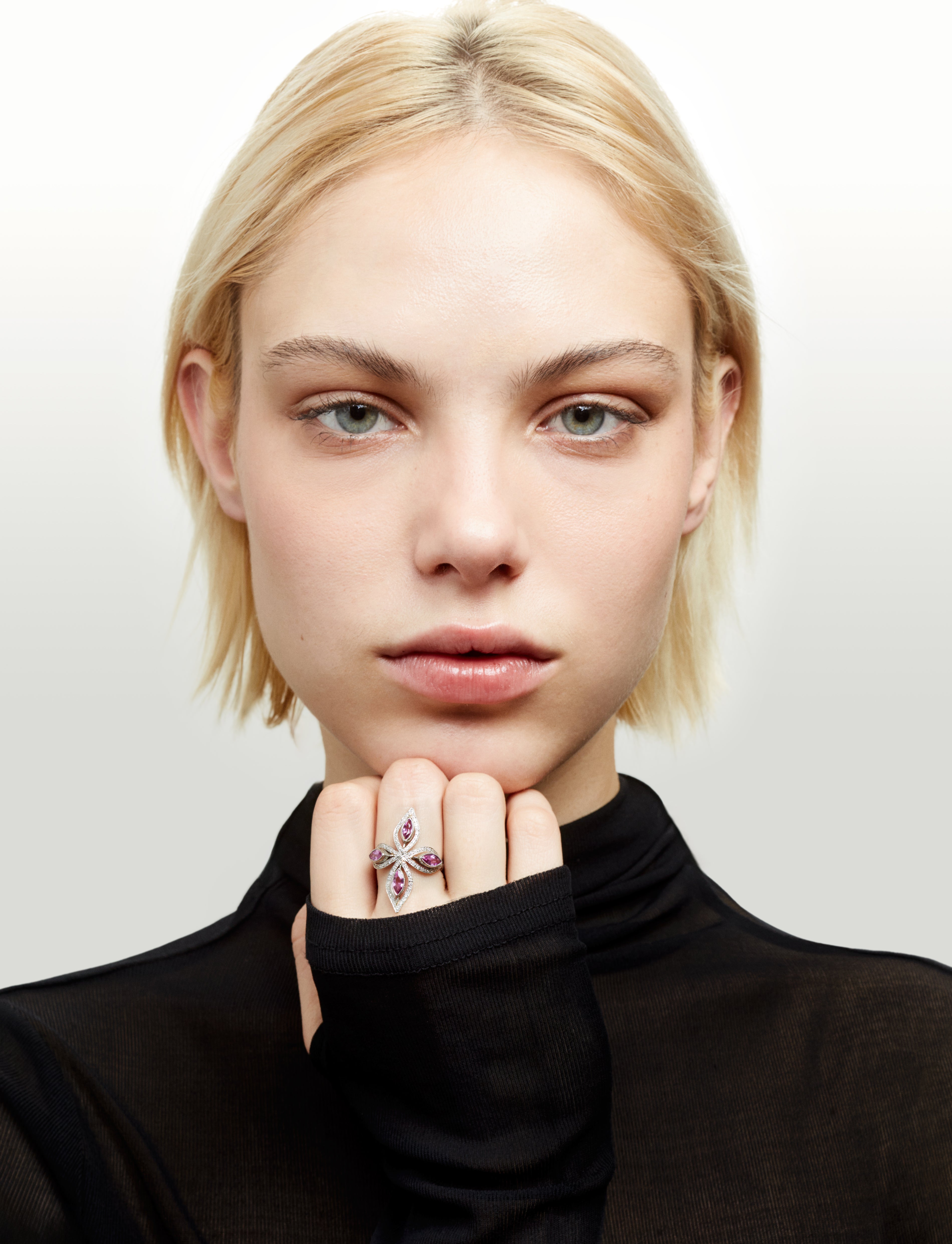 Floating Pink Sapphire Ring