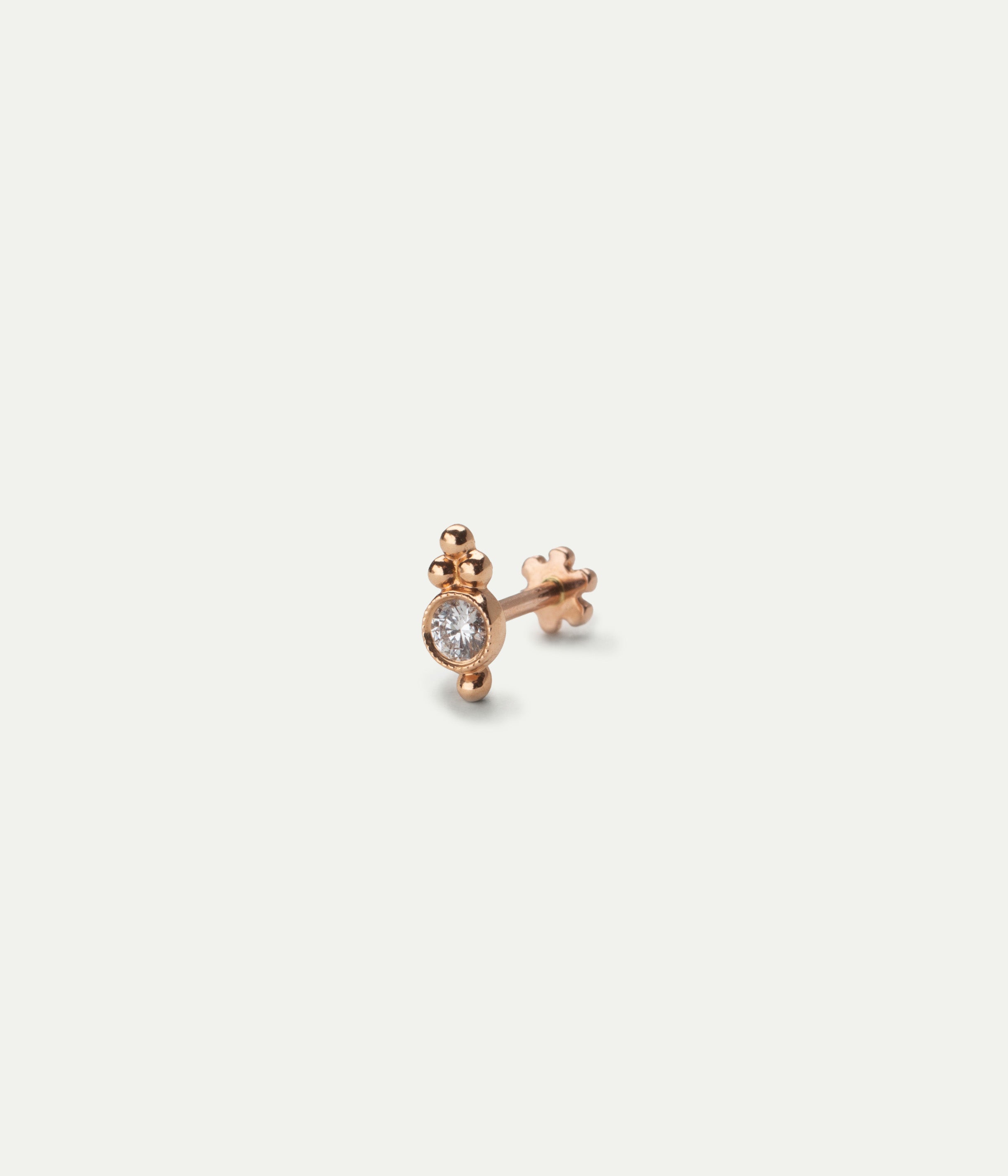 Four Ball Trinity Rose gold and diamond single stud