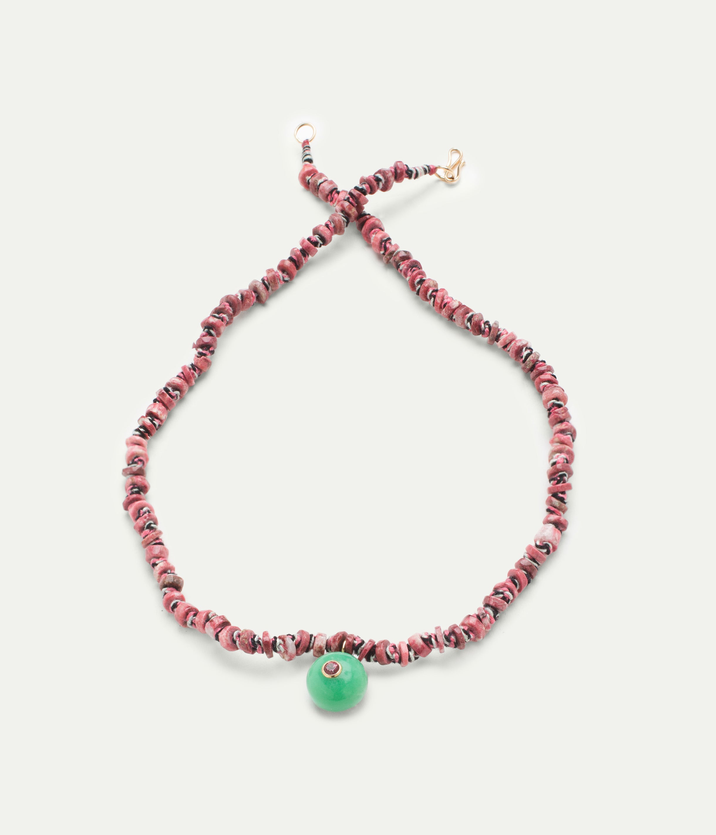 Thulite and Chrysoprase candy necklace