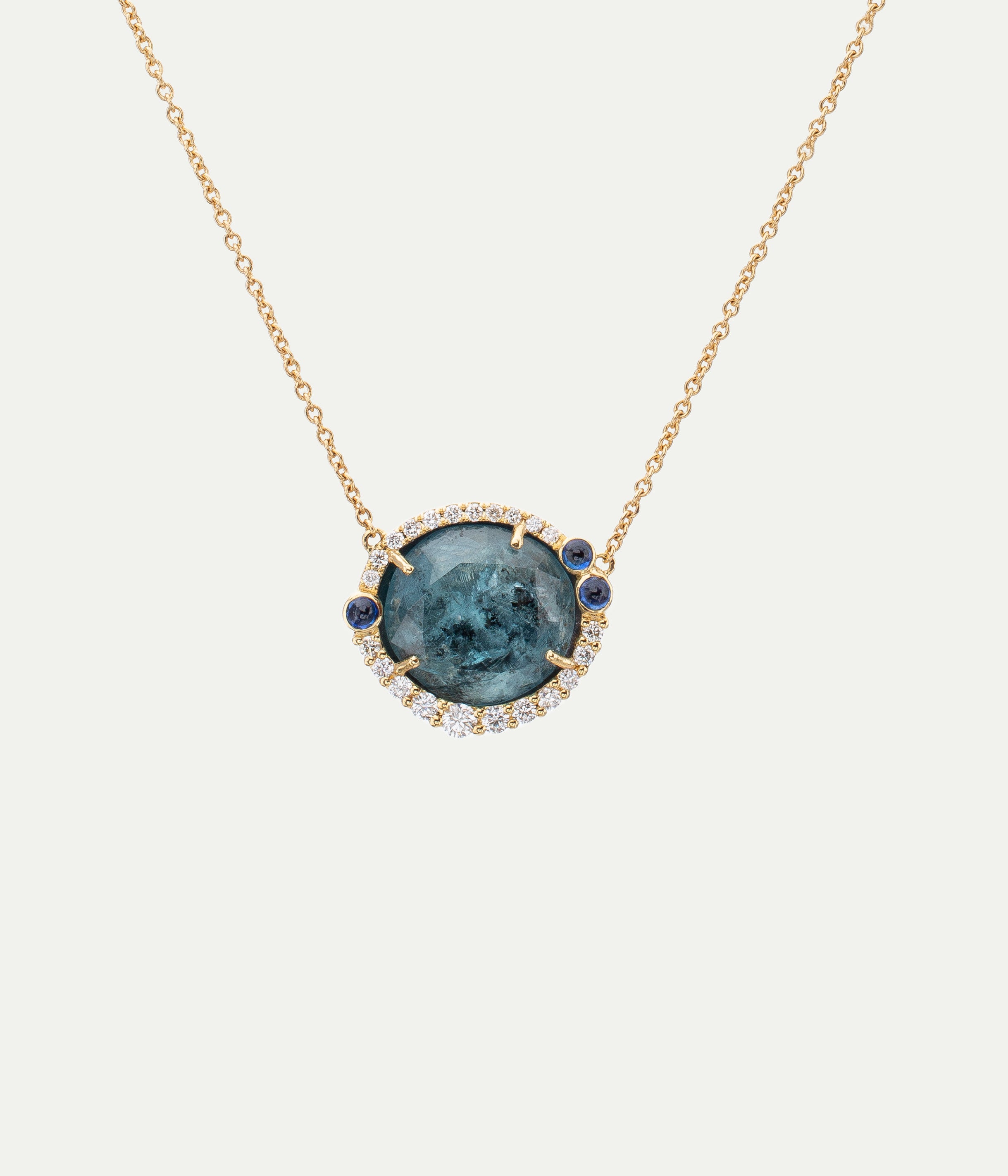 Simone blue Aquamarine and sapphires necklace