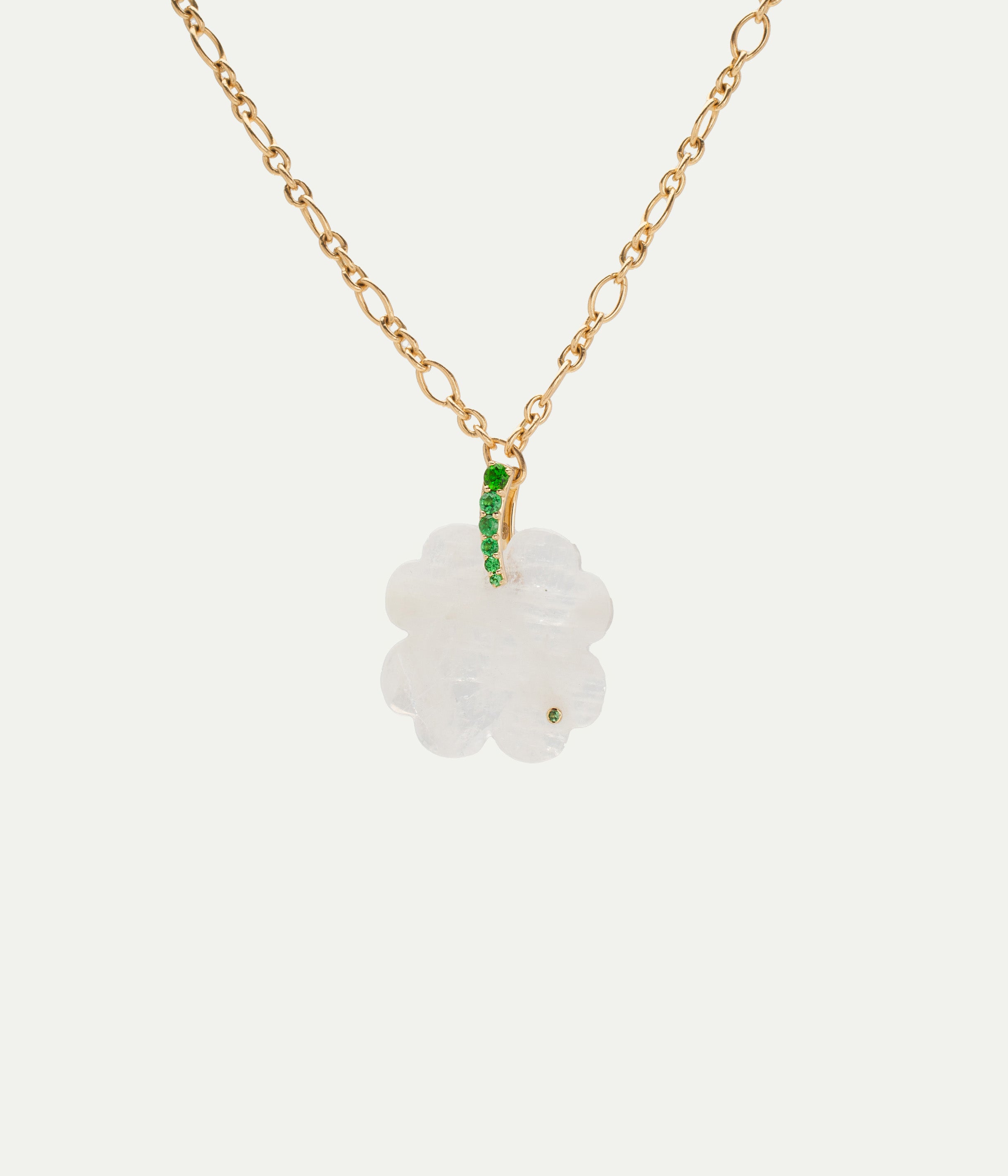 Pendentif trèfle pierre de lune n°01