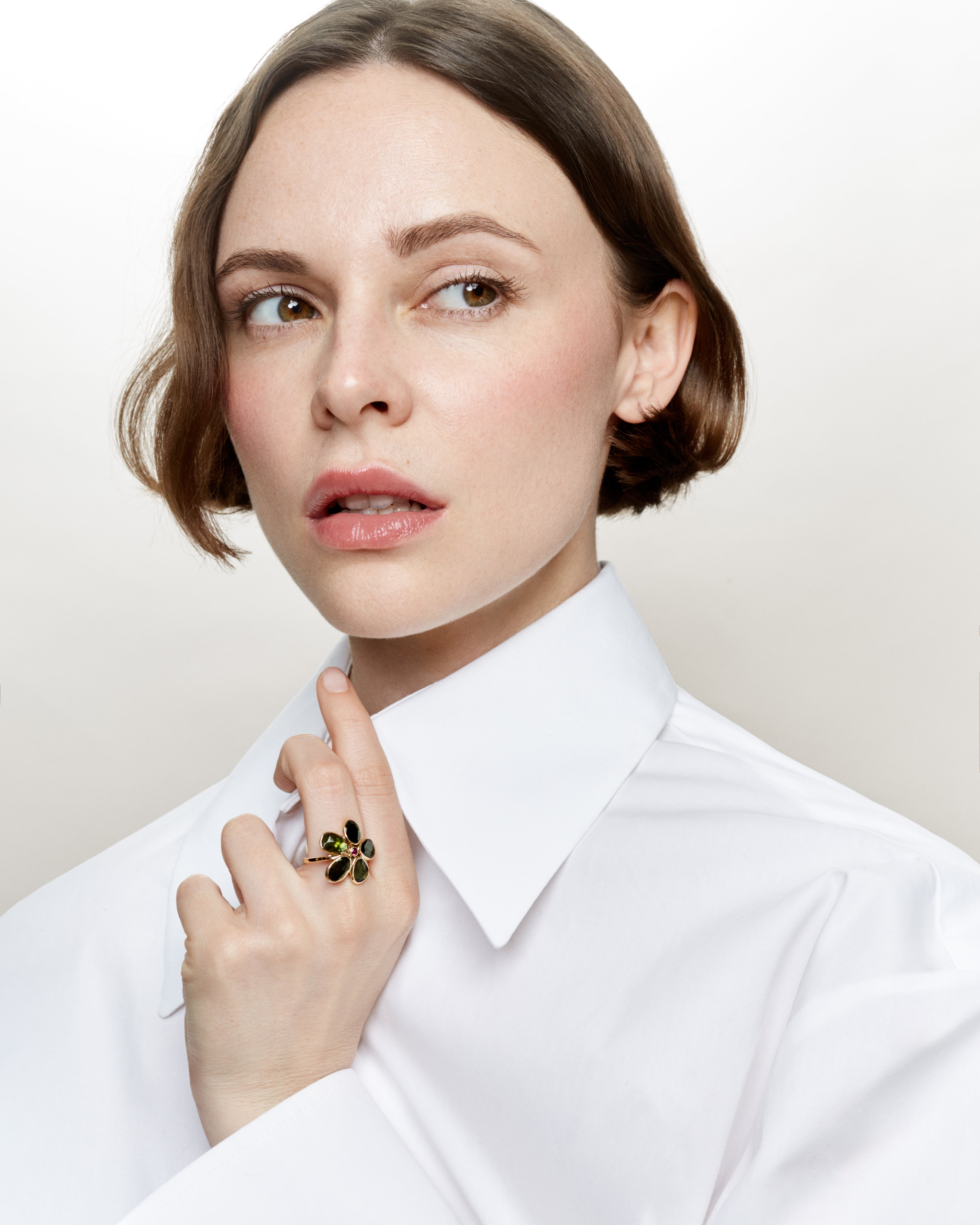 Bague Fleur Tourmaline Verte