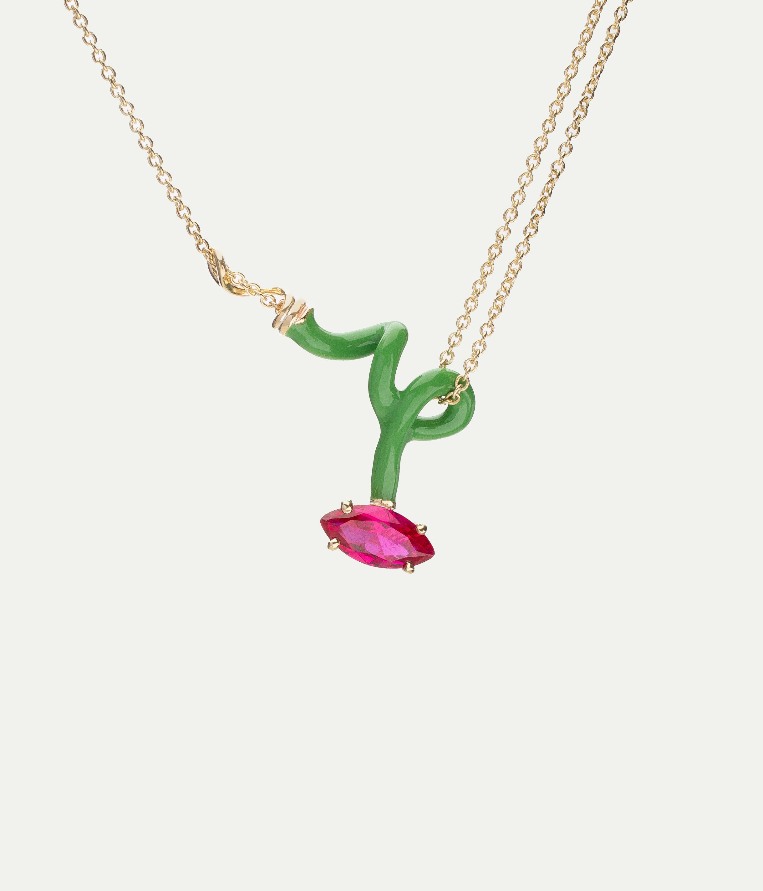Baby Vine Curl Green Corundum Necklace