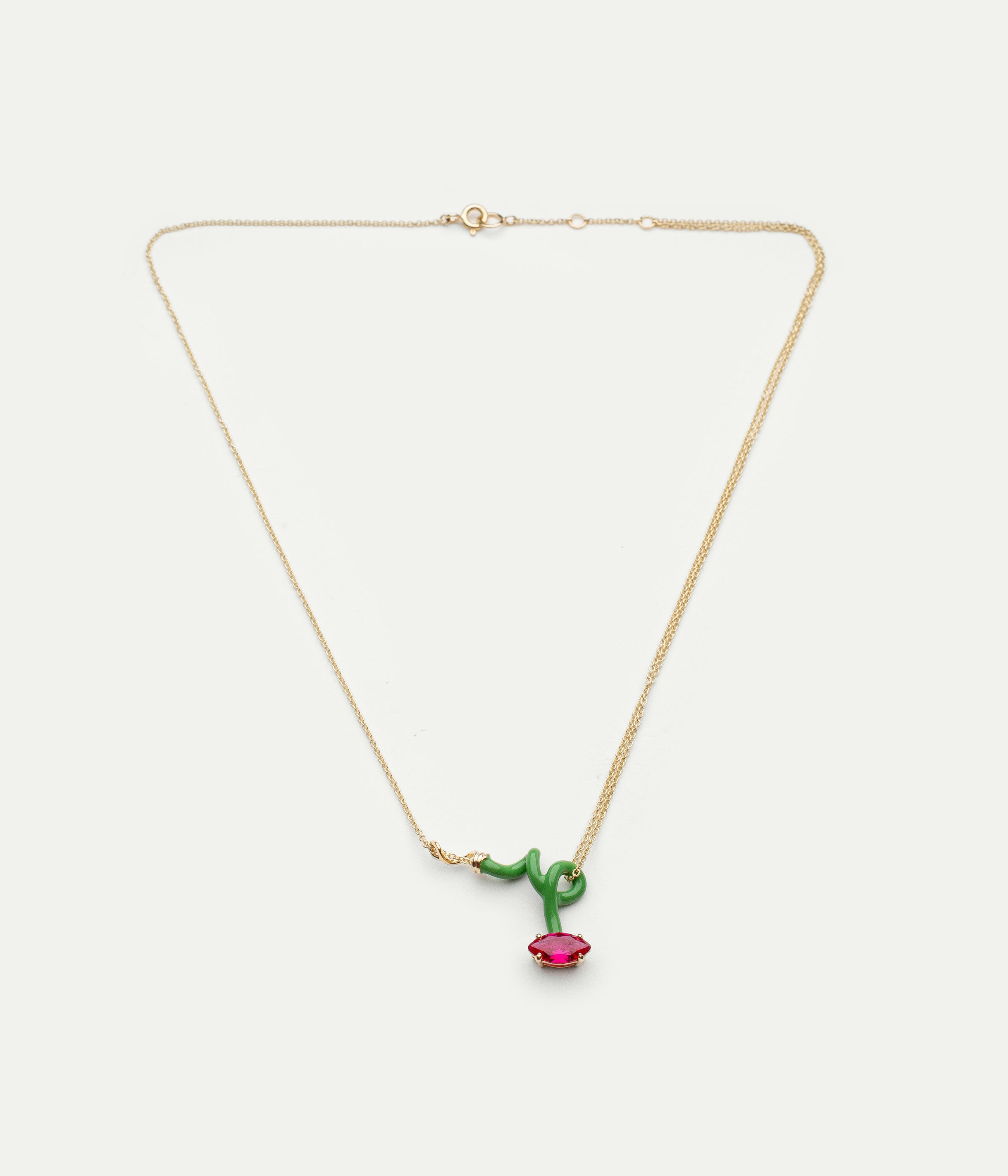 Baby Vine Curl Green Corundum Necklace