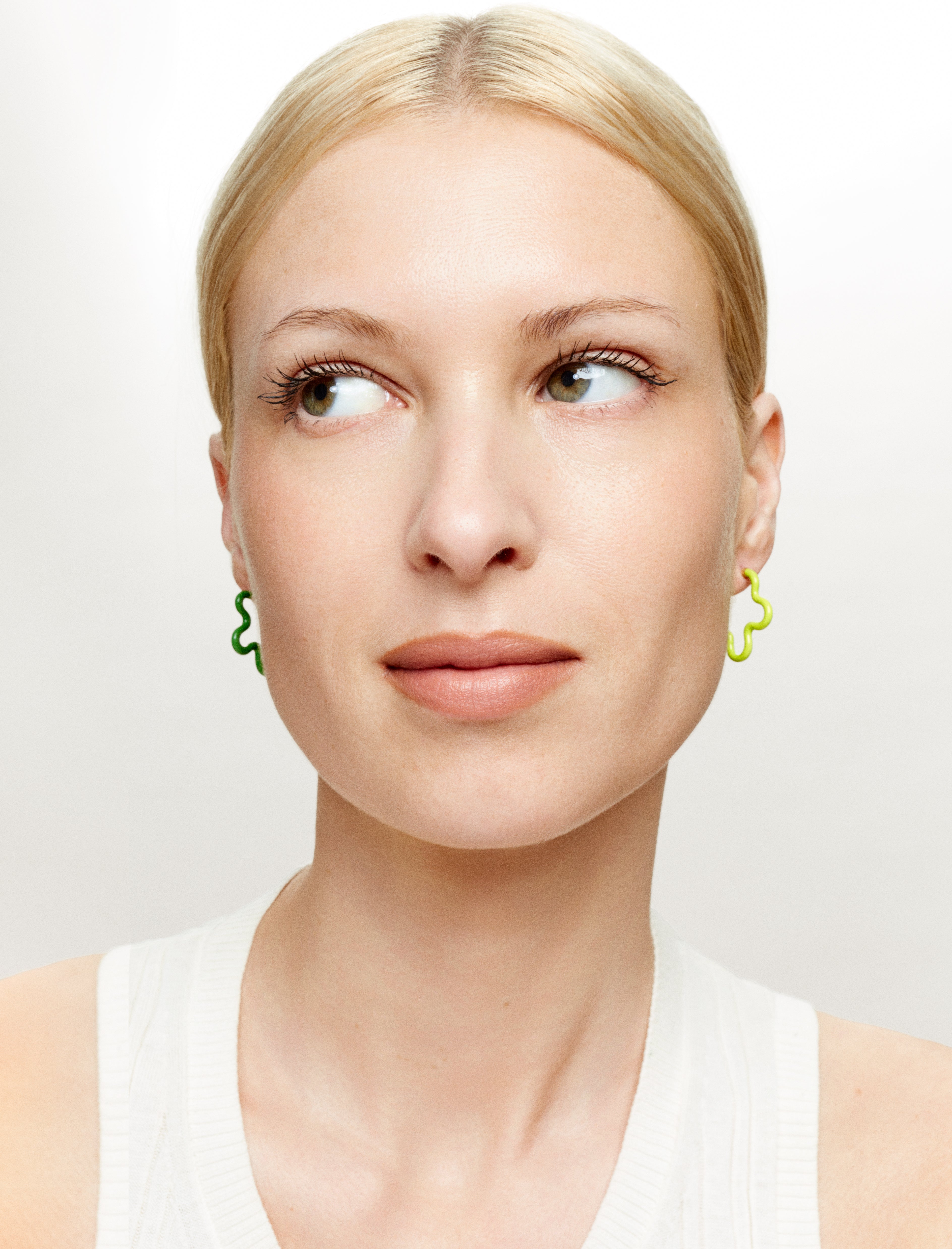 Two Tone Flower Green Earrings