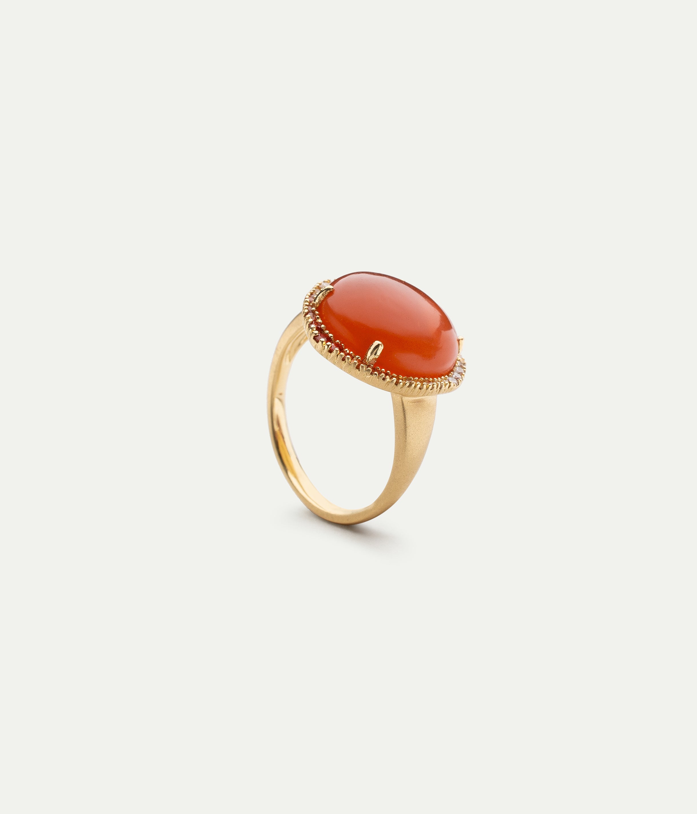 Rosa Carnelian and Sapphire Ring