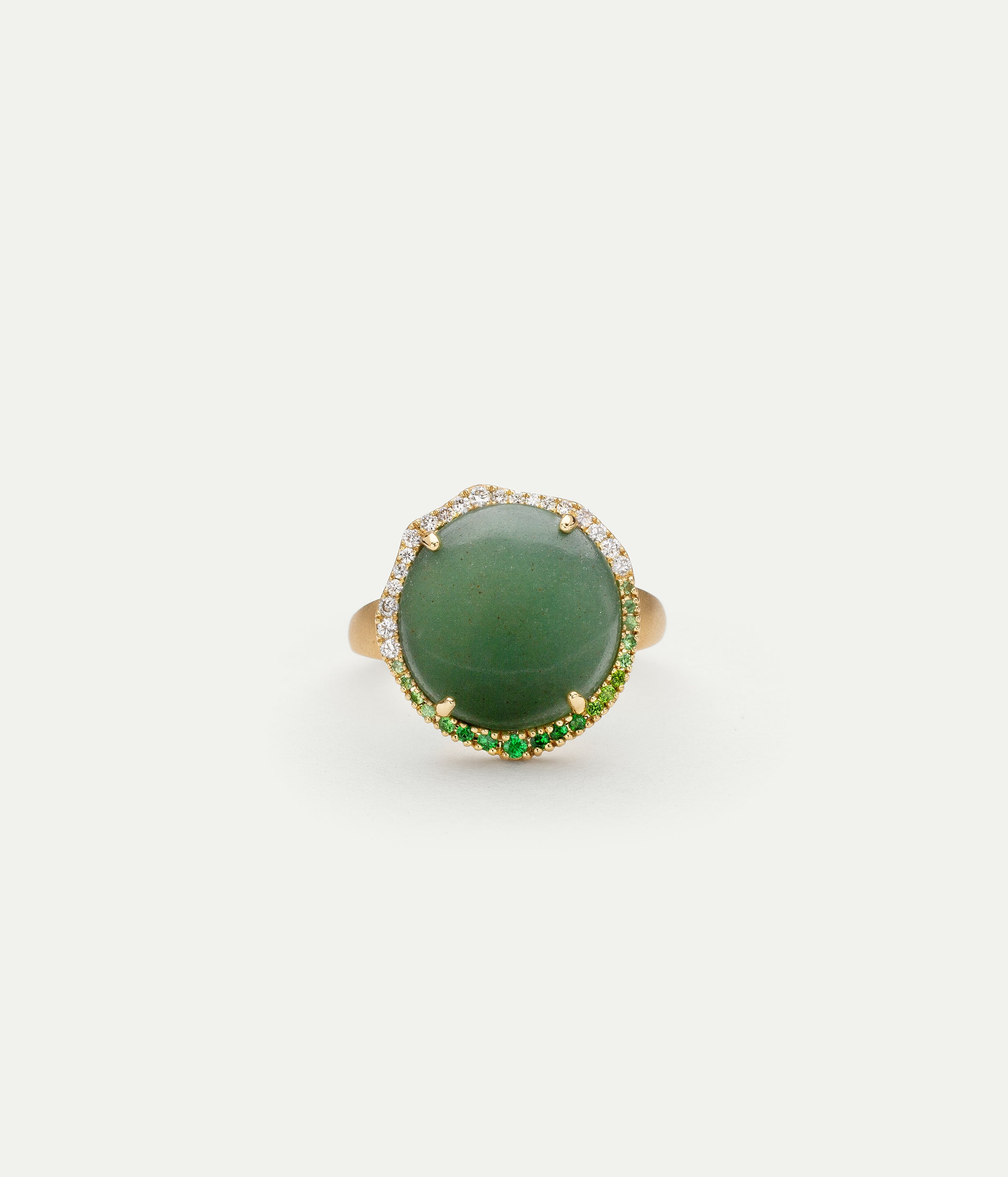 Rosa Jade and green Tsavorites ring