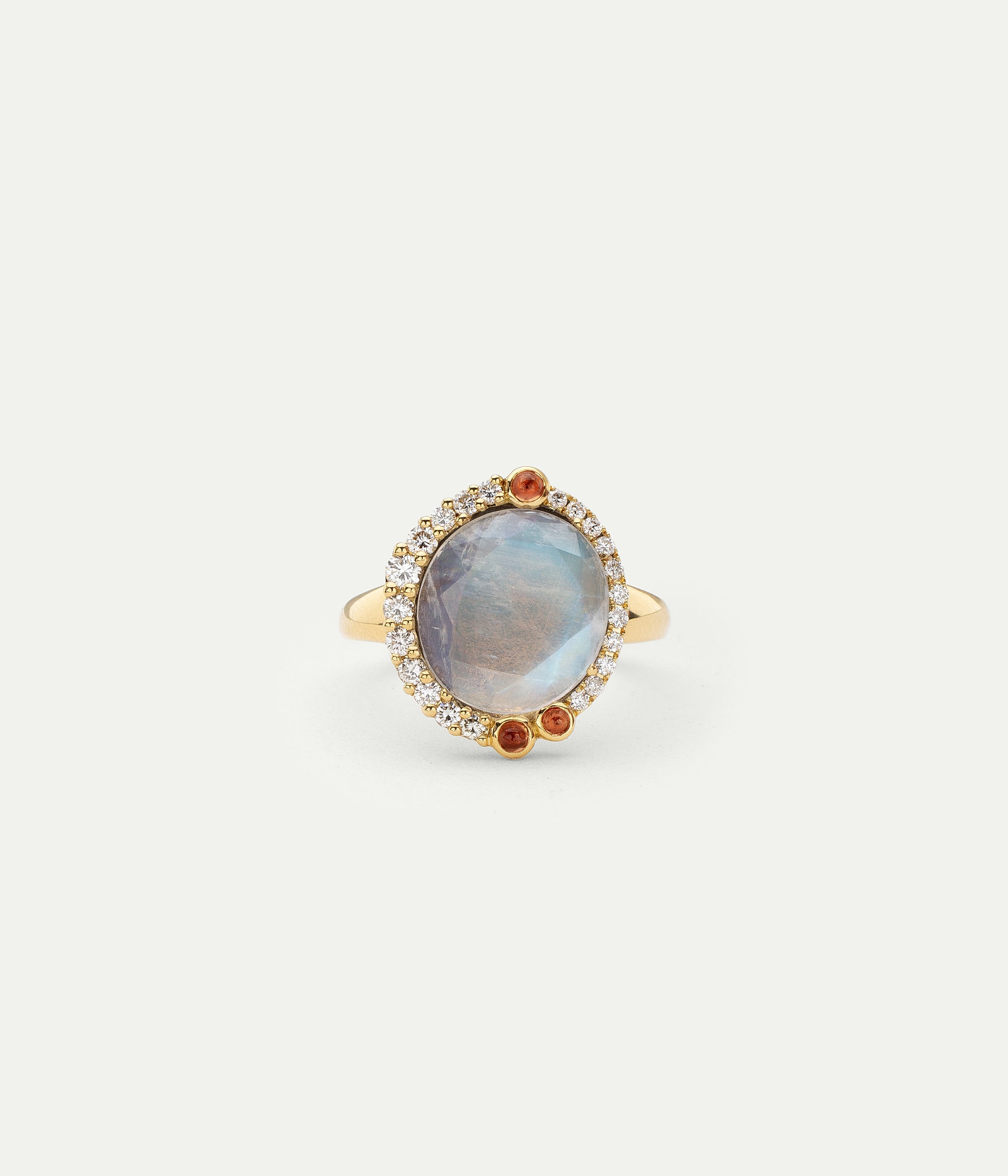Simone moonstone and orange sapphires ring
