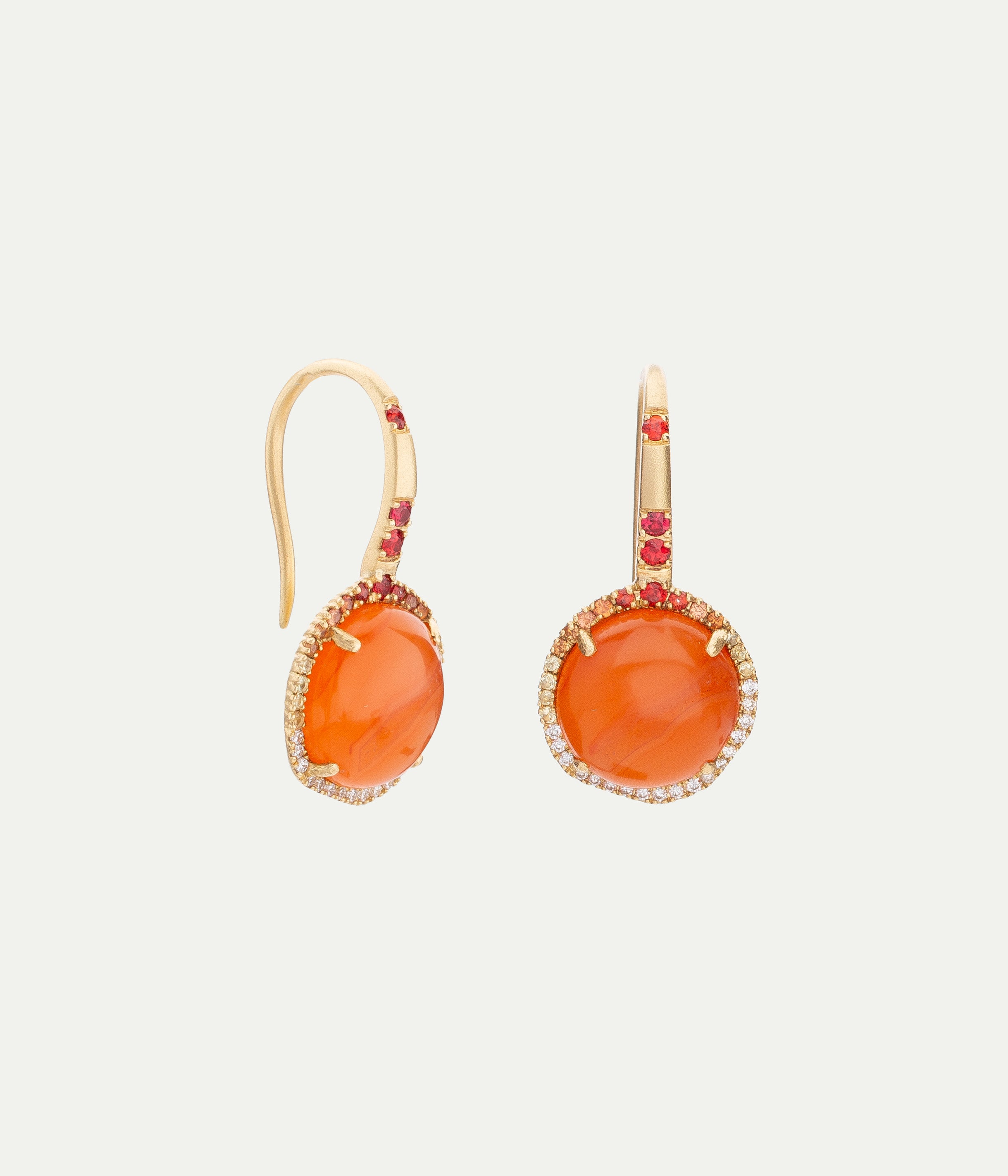 Rosa orange cornelian and sapphires earrings