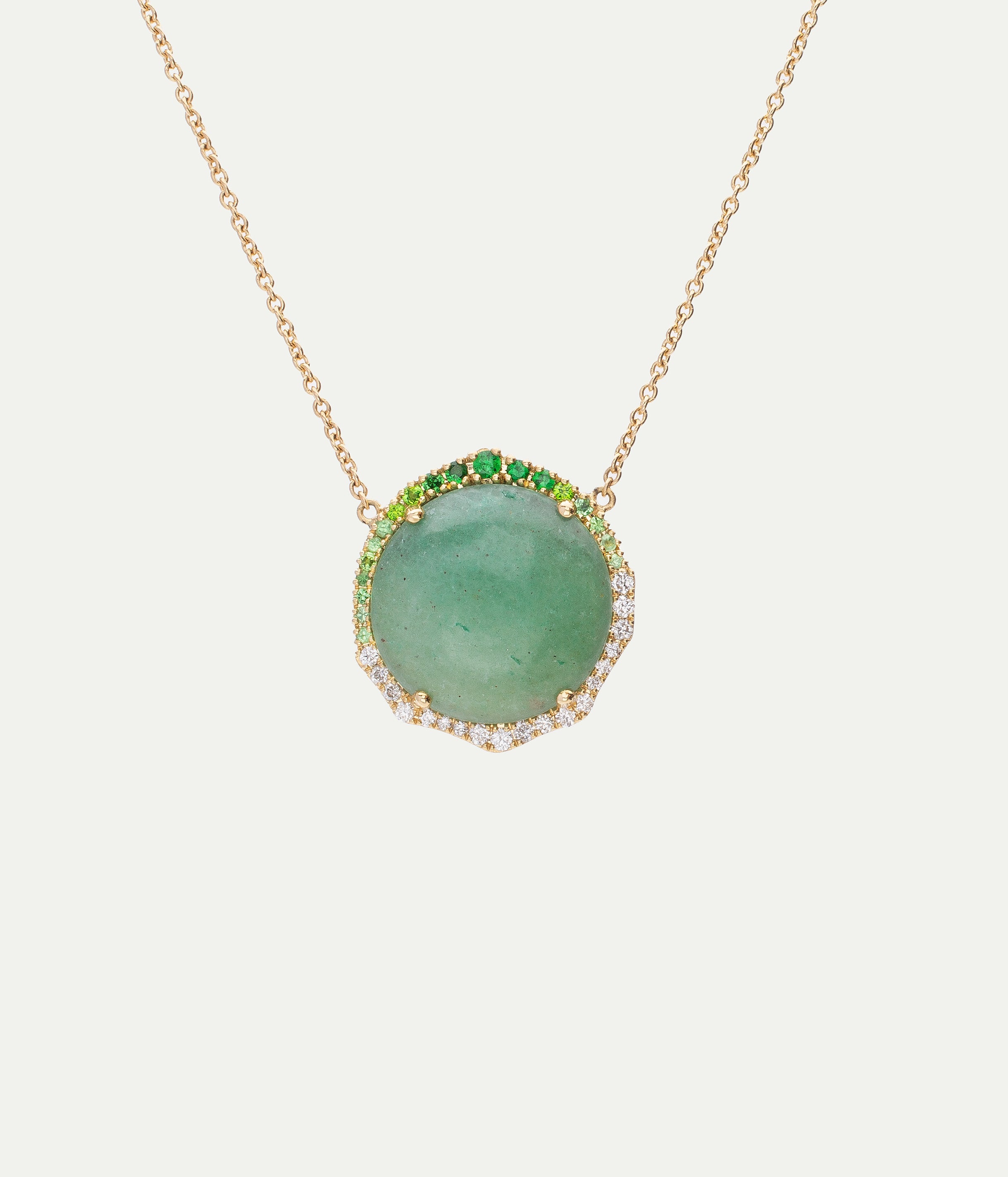Rosa green jade and tsavorites necklace