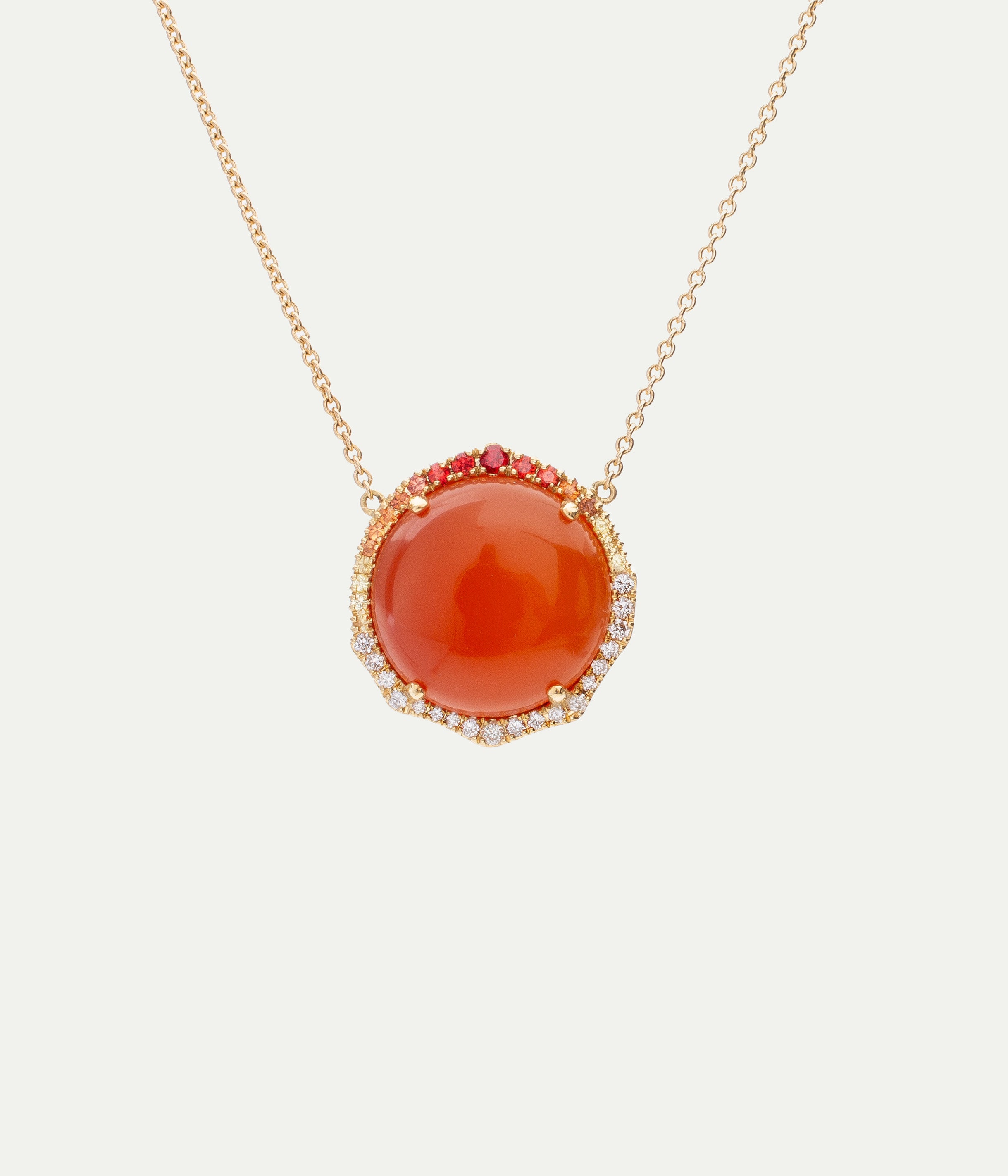 Rosa orange Cornelian and sapphires necklace