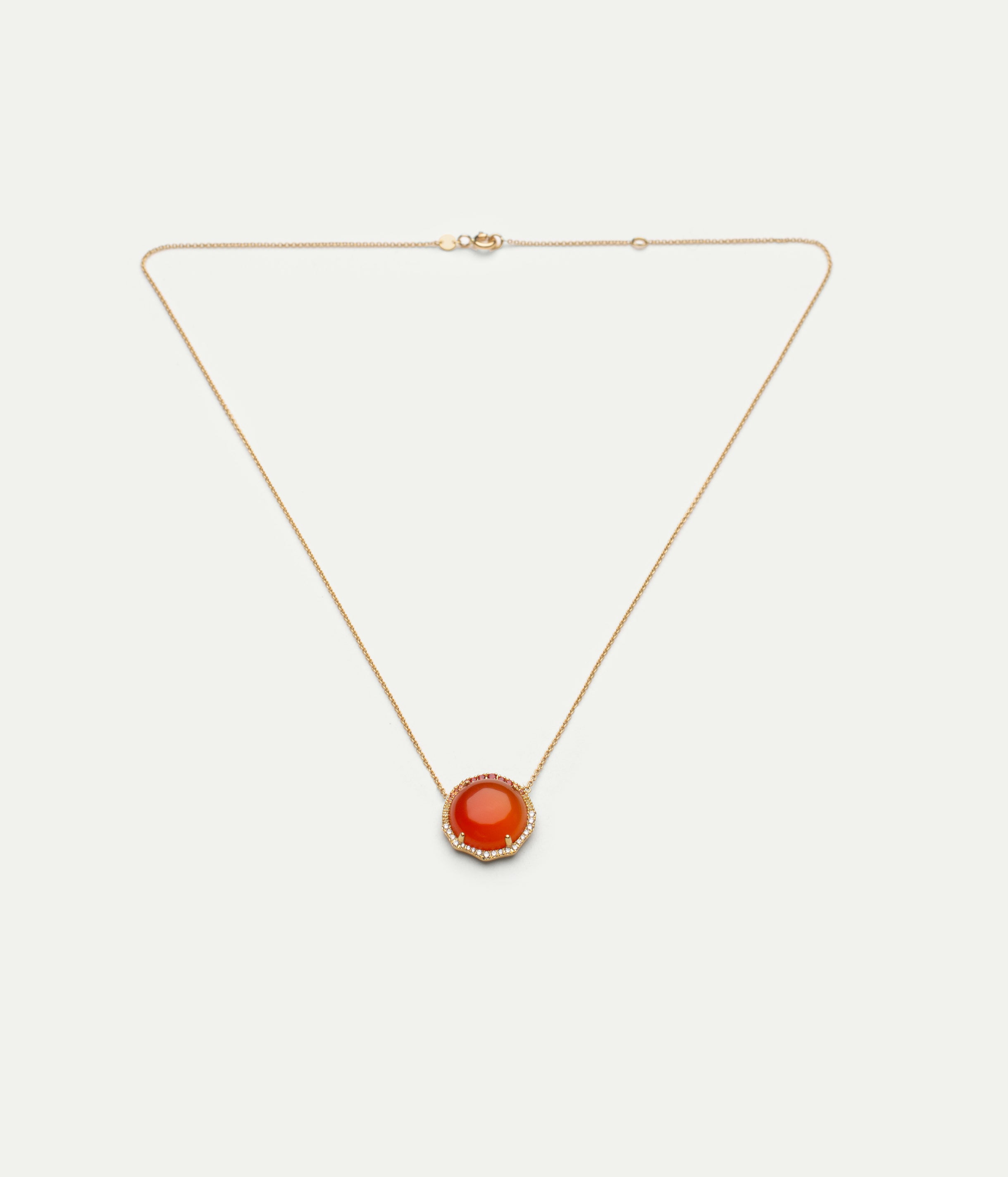 Rosa orange Cornelian and sapphires necklace