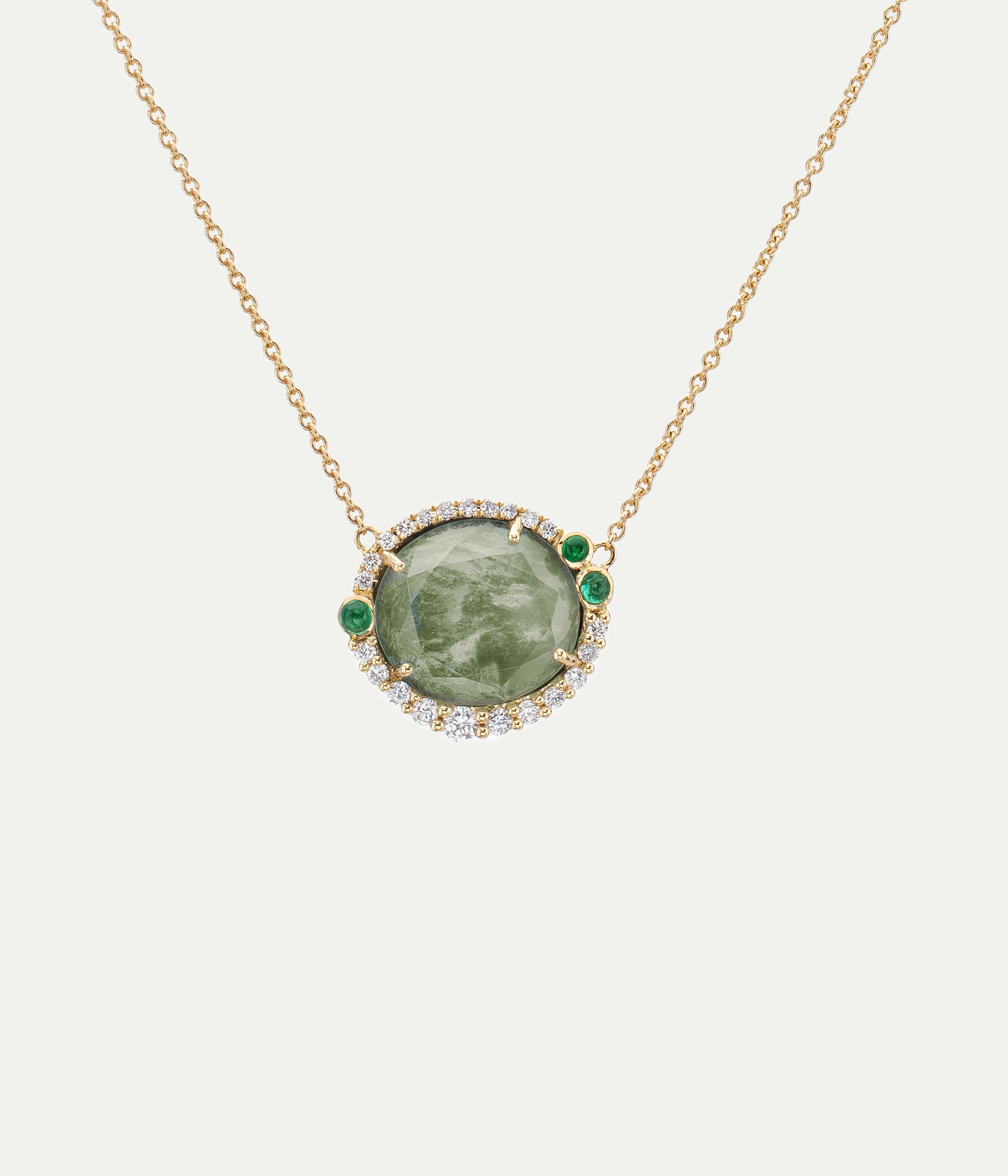 Simone green Prehnite and emeralds necklace