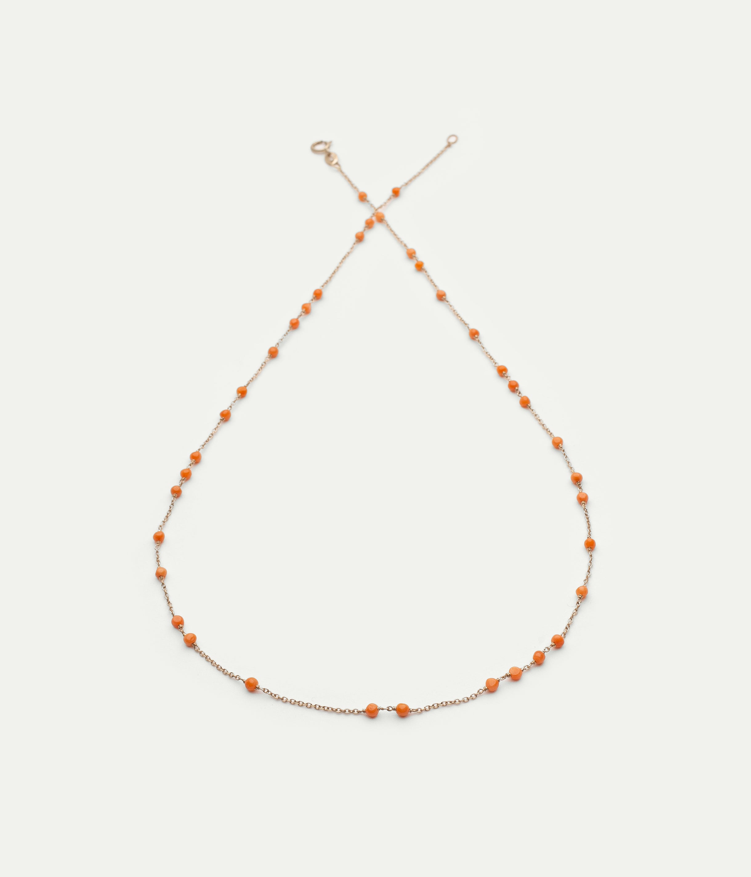 Glitter white gold and orange coral necklace