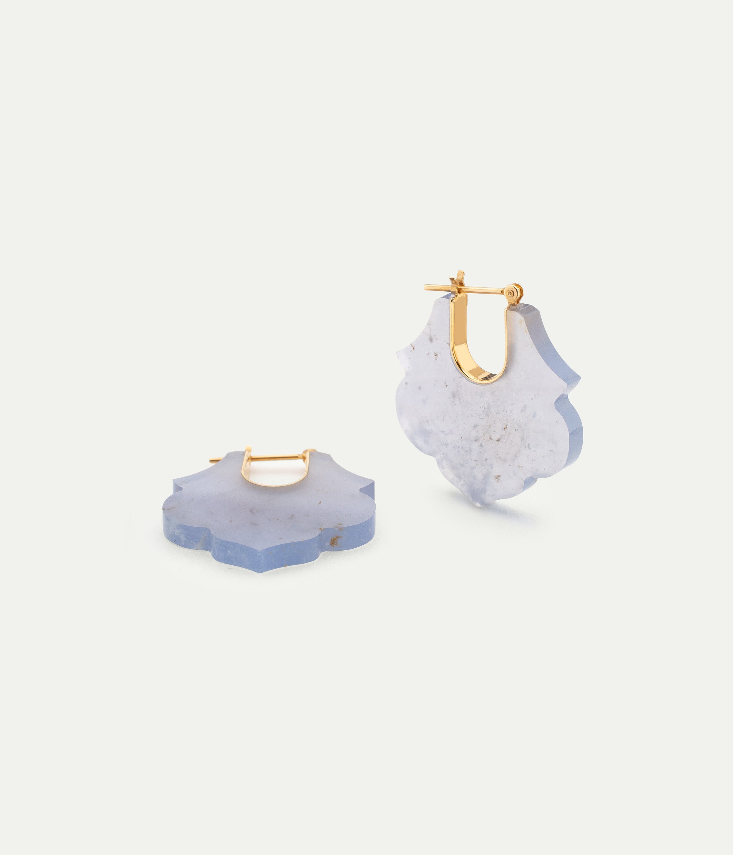 Lotus Chalcedony light blue earrings