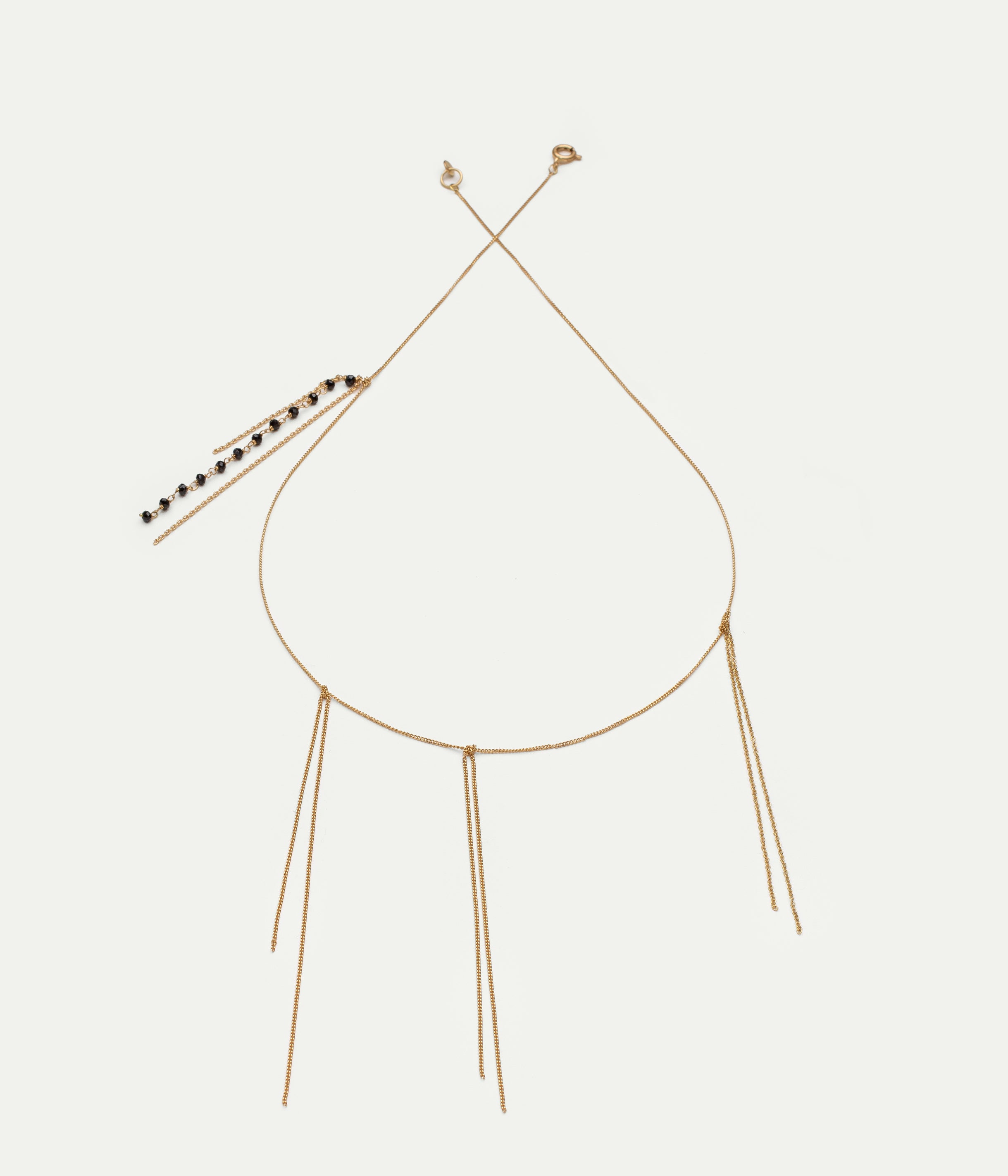 Collier Frange or jaune et onyx